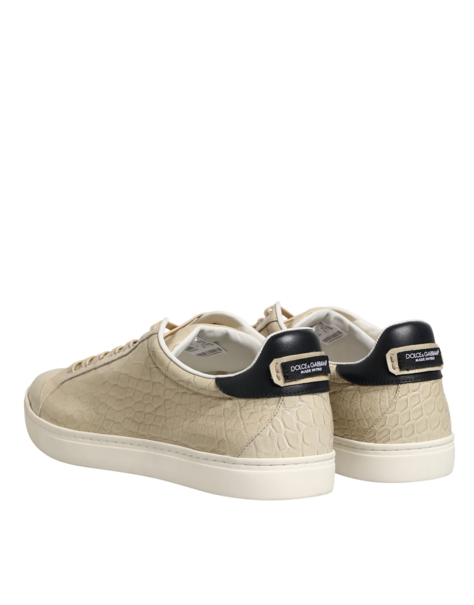 Dolce & Gabbana Beige London Low Top Leather Sneakers Shoes - 4