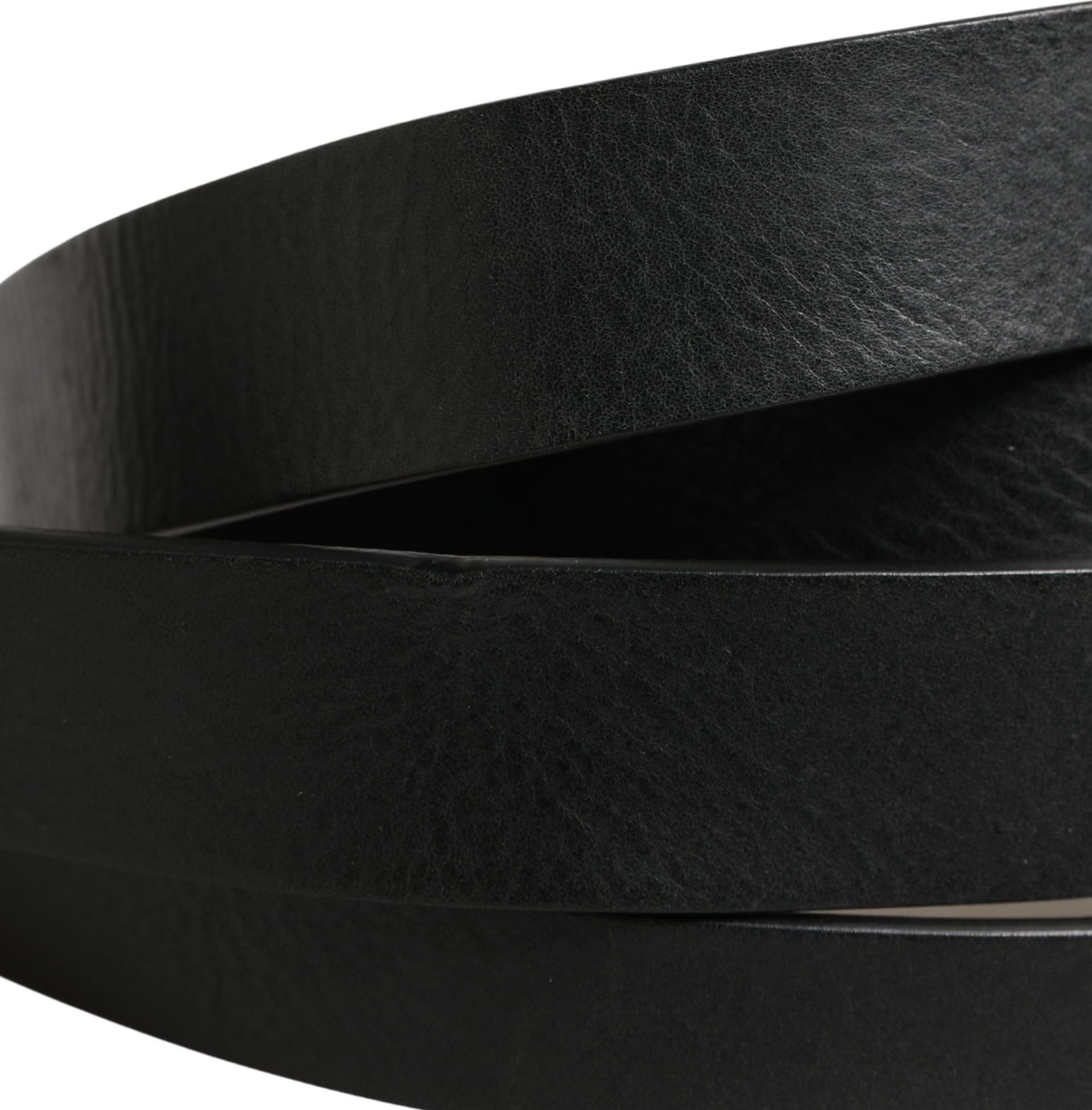 Dolce & Gabbana Black Double Strap Leather Silver Buckle Belt - 5