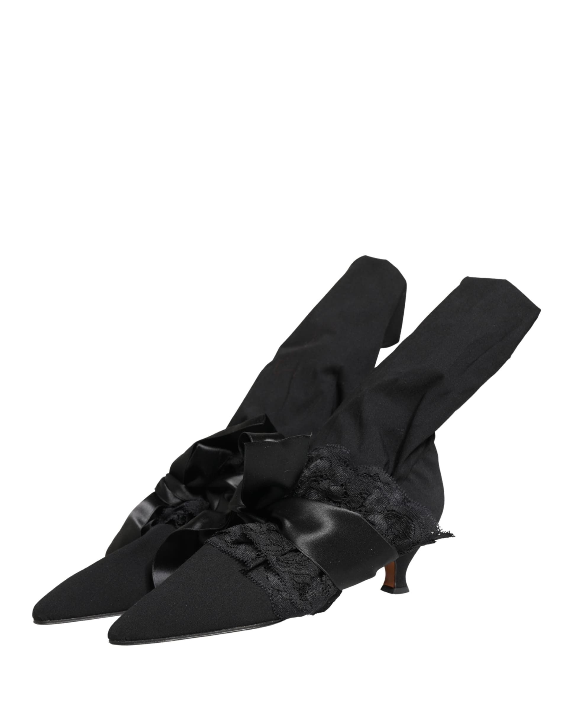 Dolce & Gabbana Black Suede Mid Calf Boots Shoes - 3