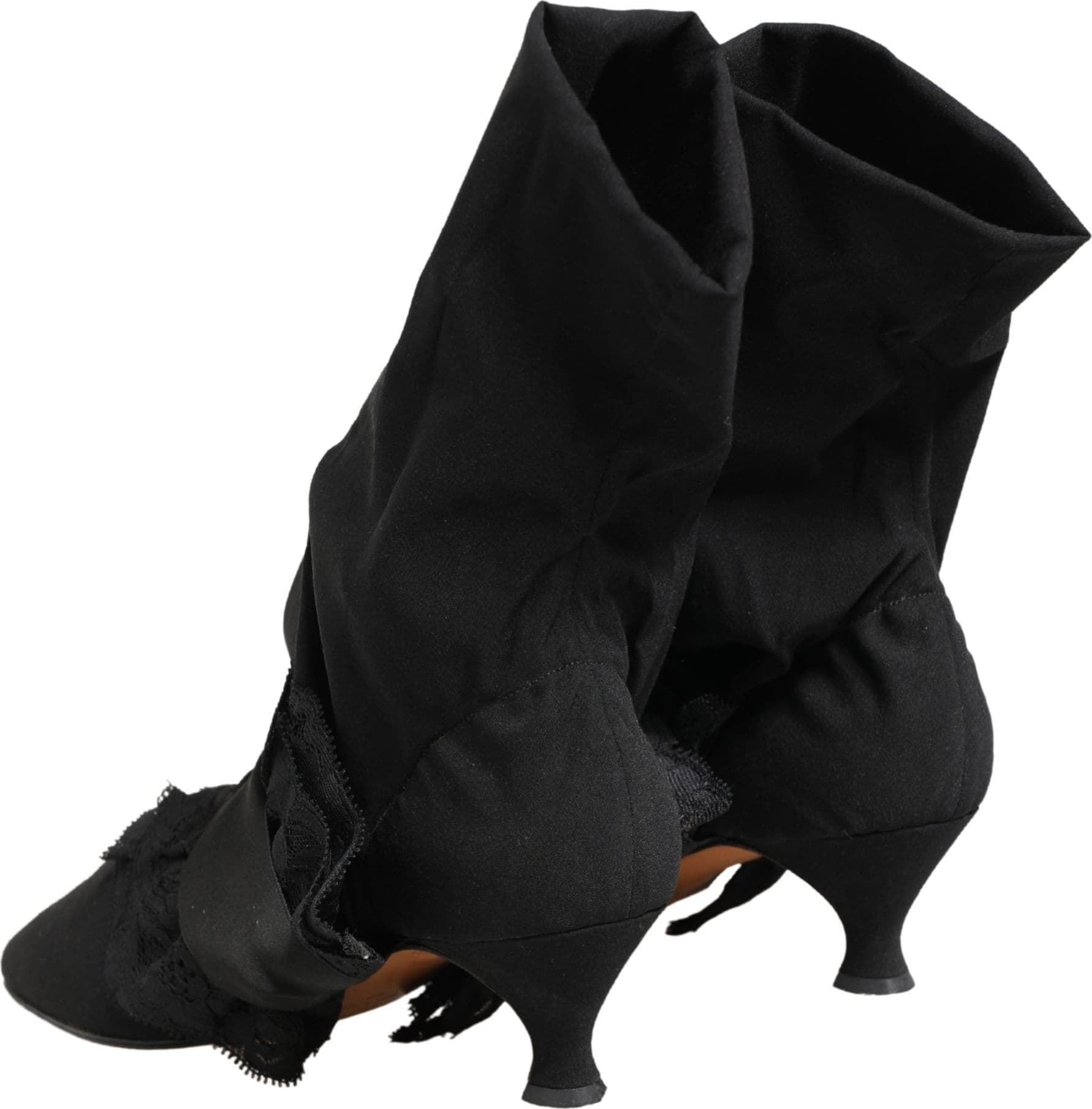 Dolce & Gabbana Black Suede Mid Calf Boots Shoes - 4