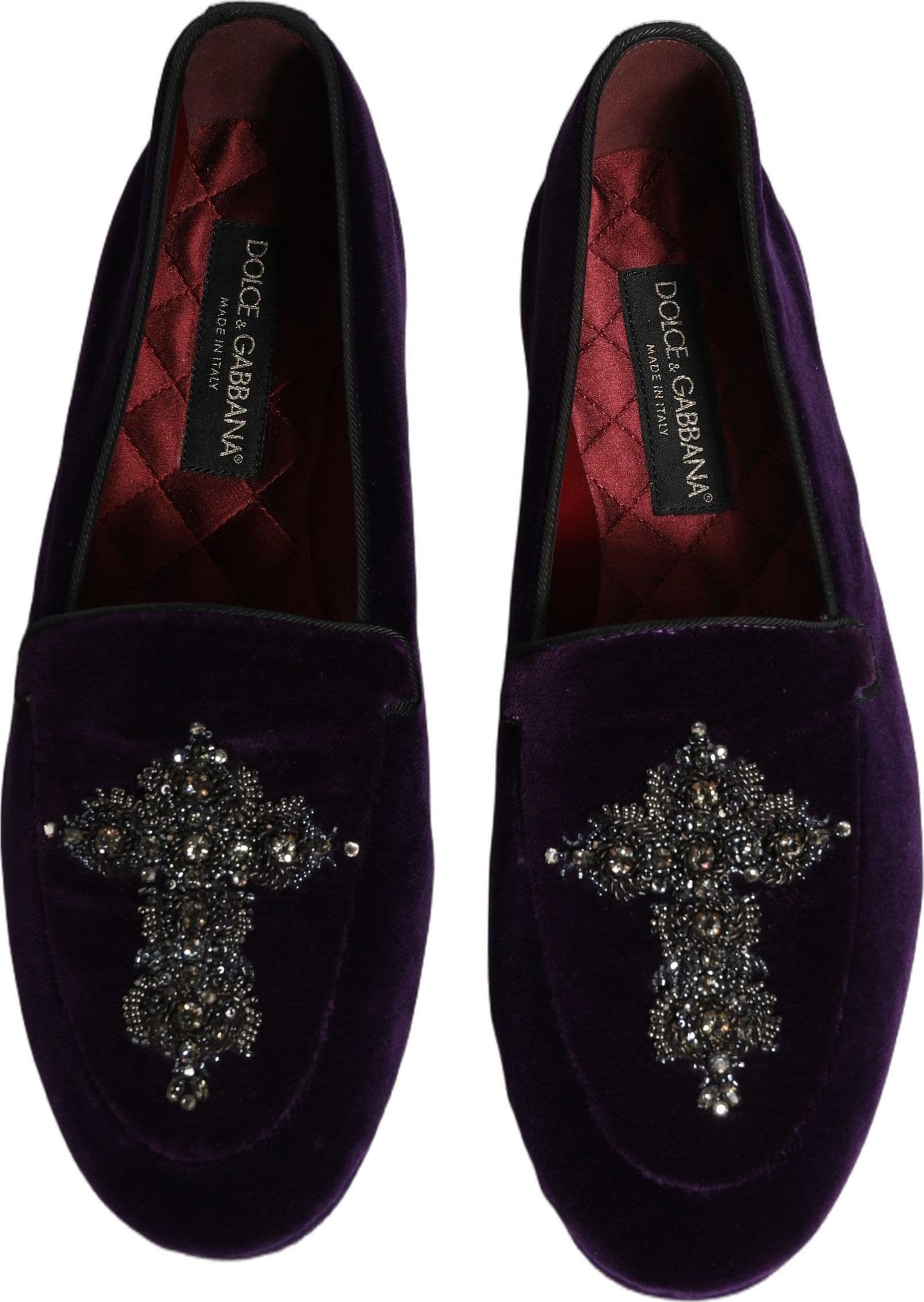 Dolce & Gabbana Violet Suede Embellished Dress Loafers Shoes - 3