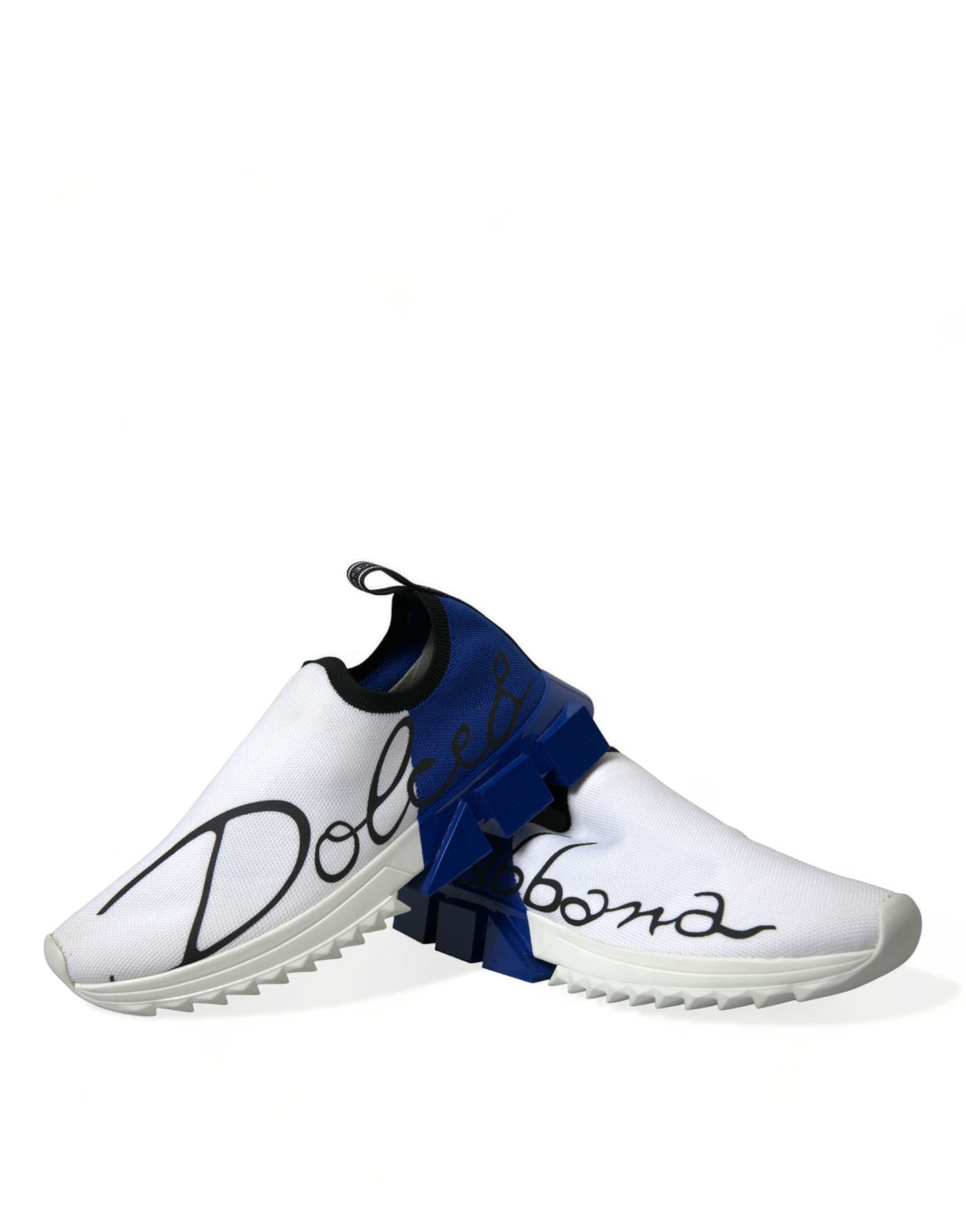 Dolce & Gabbana White Blue Sorrento Low Top Men Casual Sneakers Shoes - 7