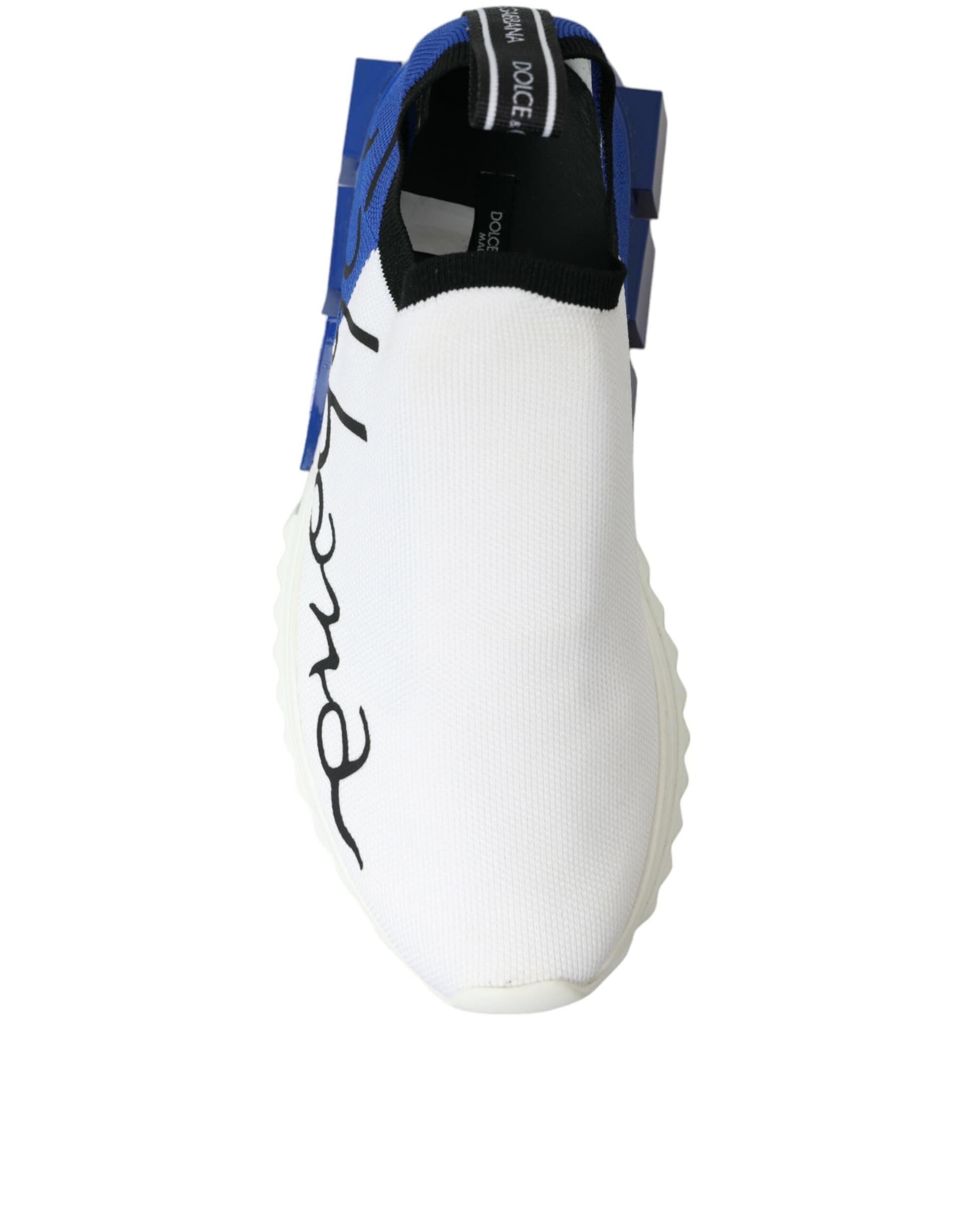 Dolce & Gabbana White Blue Sorrento Low Top Men Casual Sneakers Shoes - 8