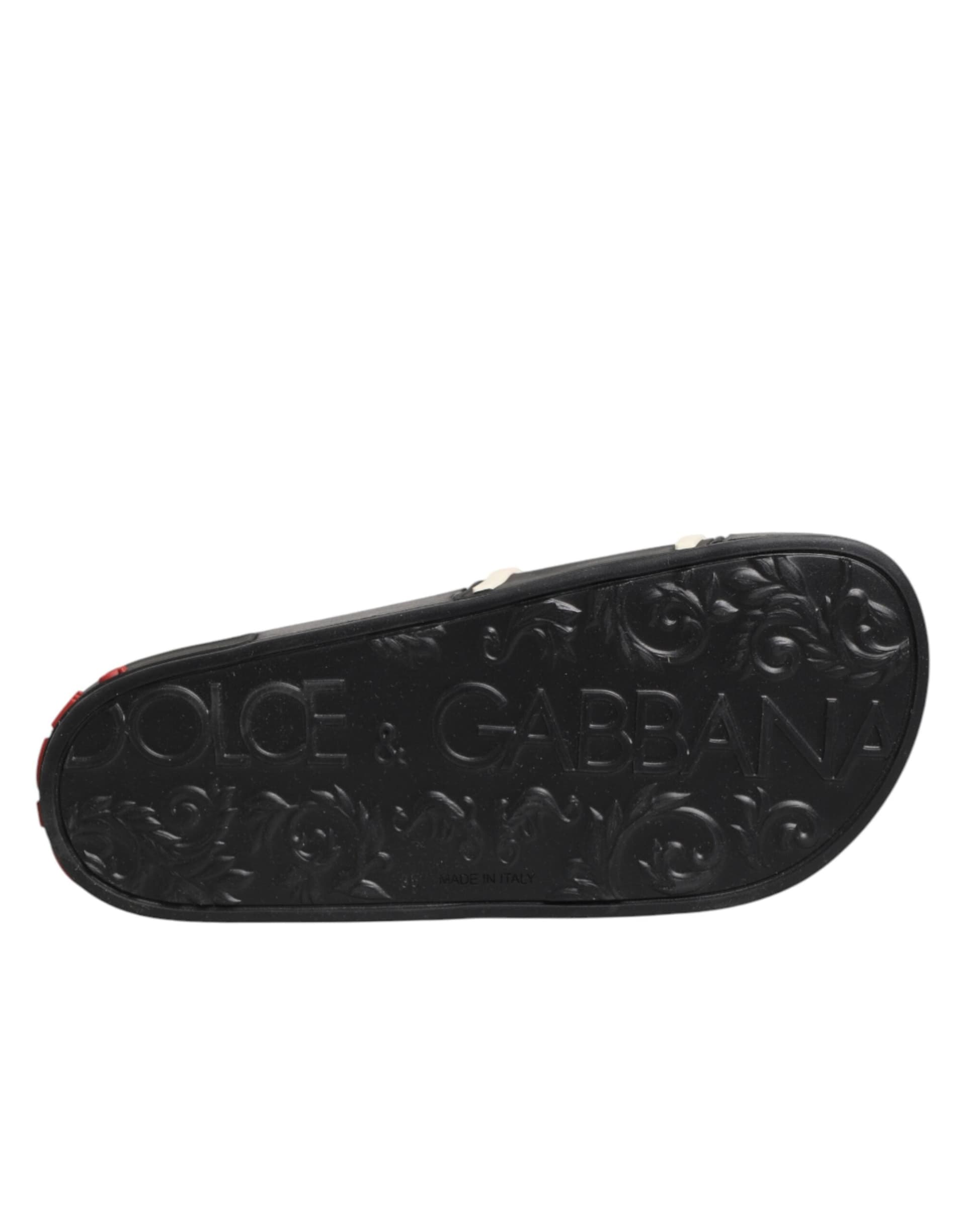Dolce & Gabbana Black Rubber Slides Sandals Beachwear Shoes - 8