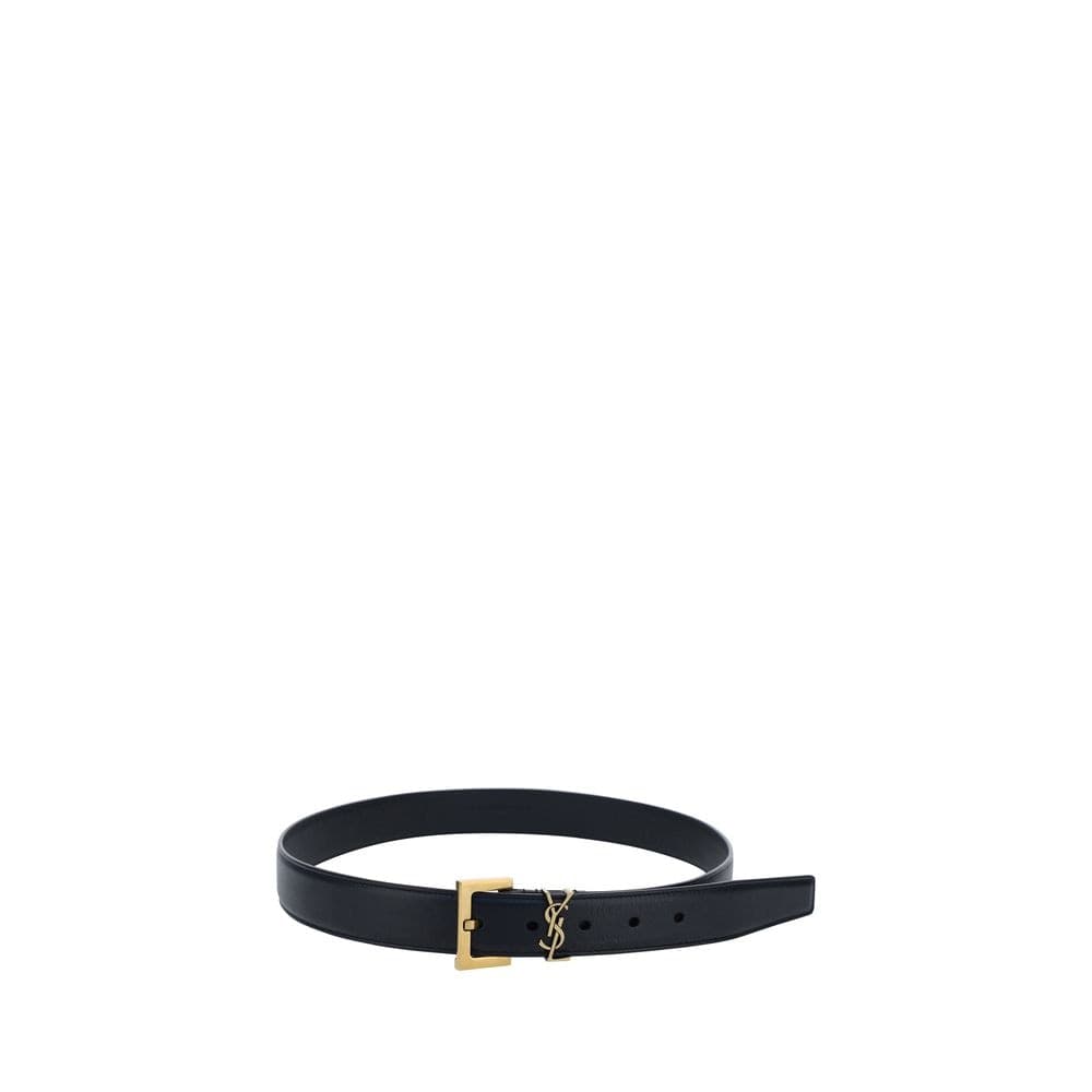 Saint Laurent Black Calf Leather Bos Taurus Regular Belt - 2