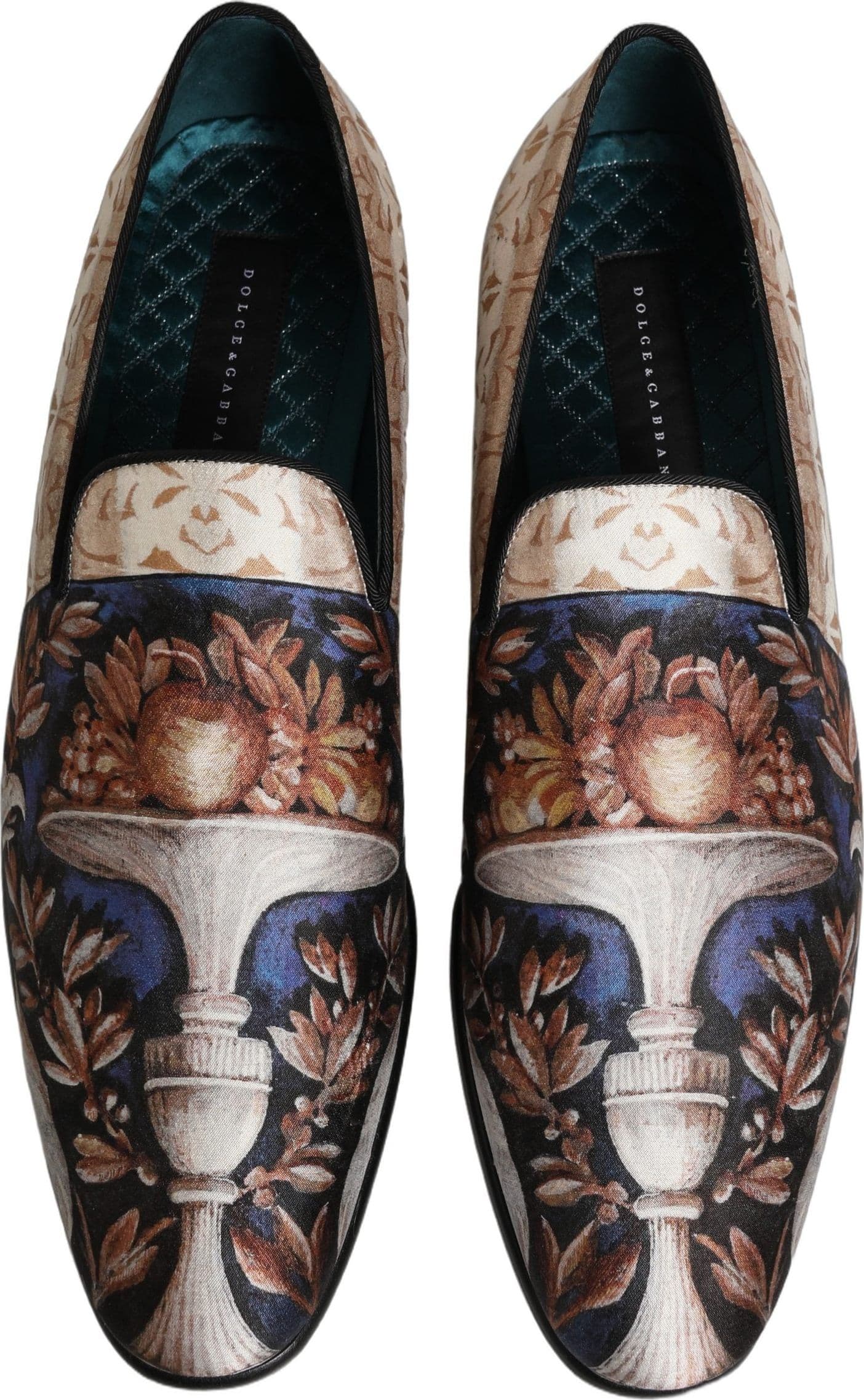 Dolce & Gabbana Multicolor Fruit Print Velvet Loafers Shoes - 2