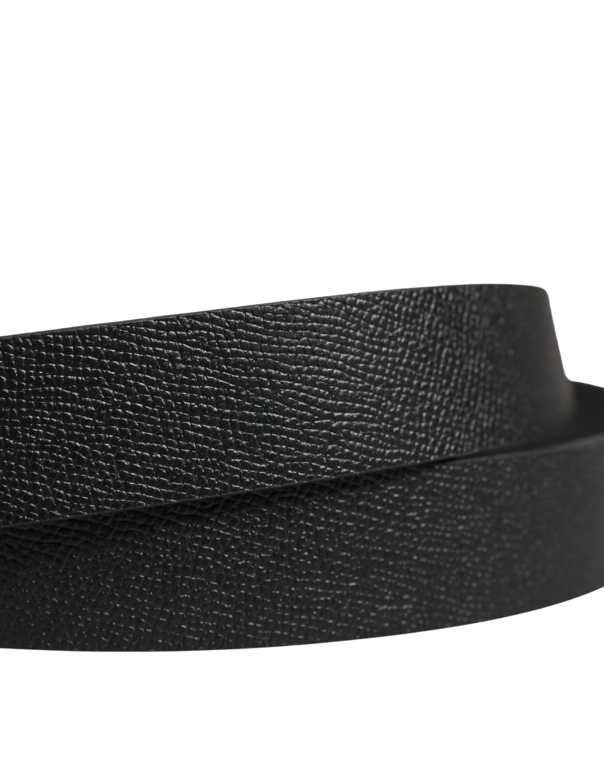 Dolce & Gabbana Men Black Calf Leather Metal Buckle Belt - 5