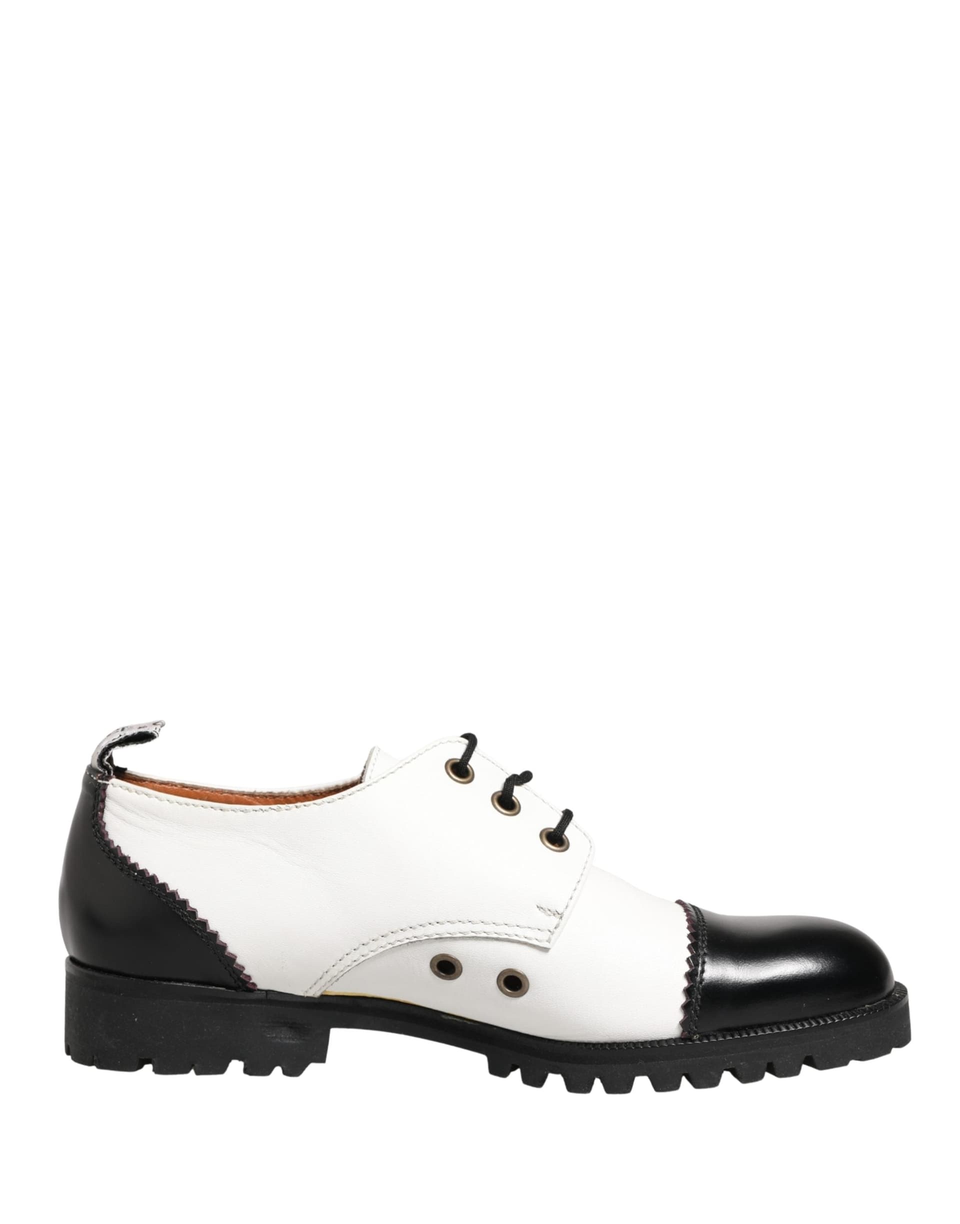 Dolce & Gabbana Black White Leather Derby Shoes - 6