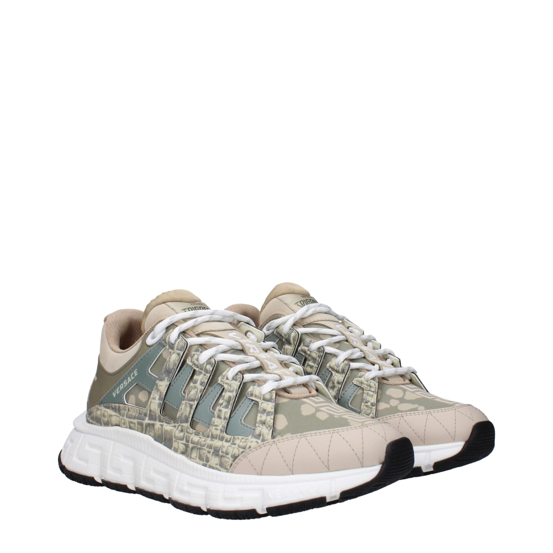 Versace Green Fabric Low Top Sneakers - 2