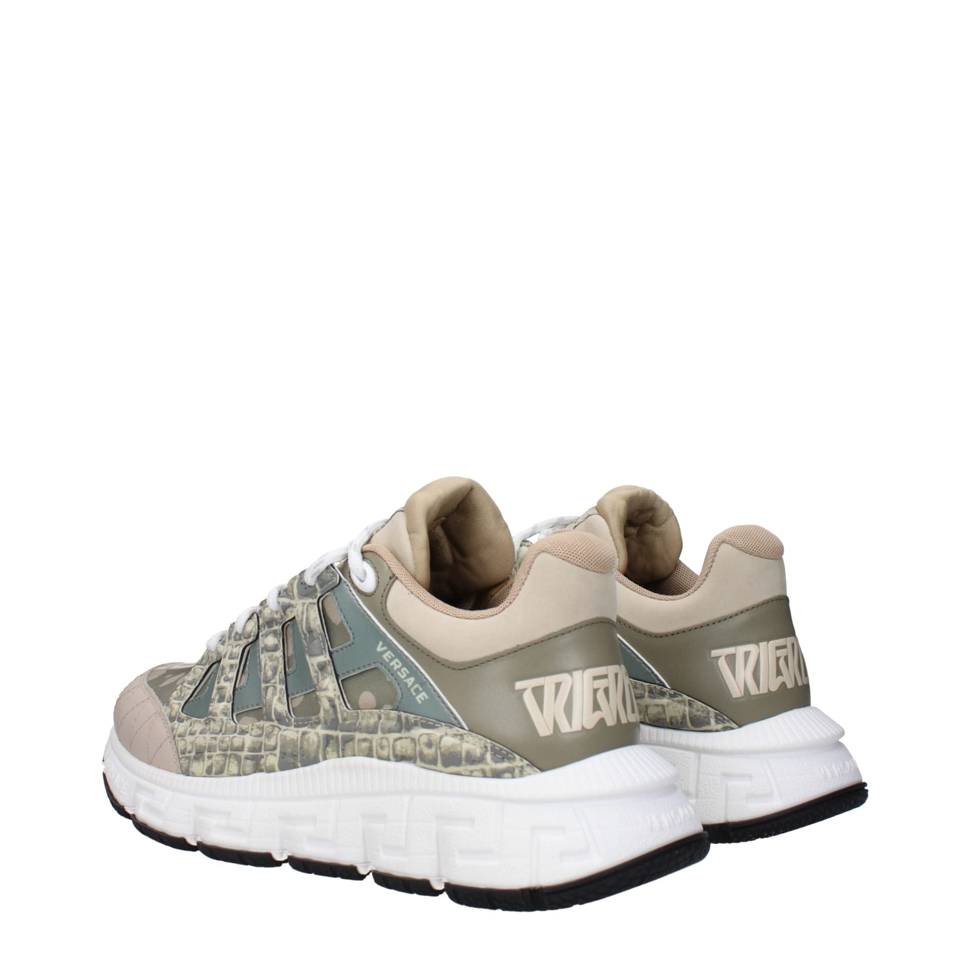 Versace Green Fabric Low Top Sneakers - 4