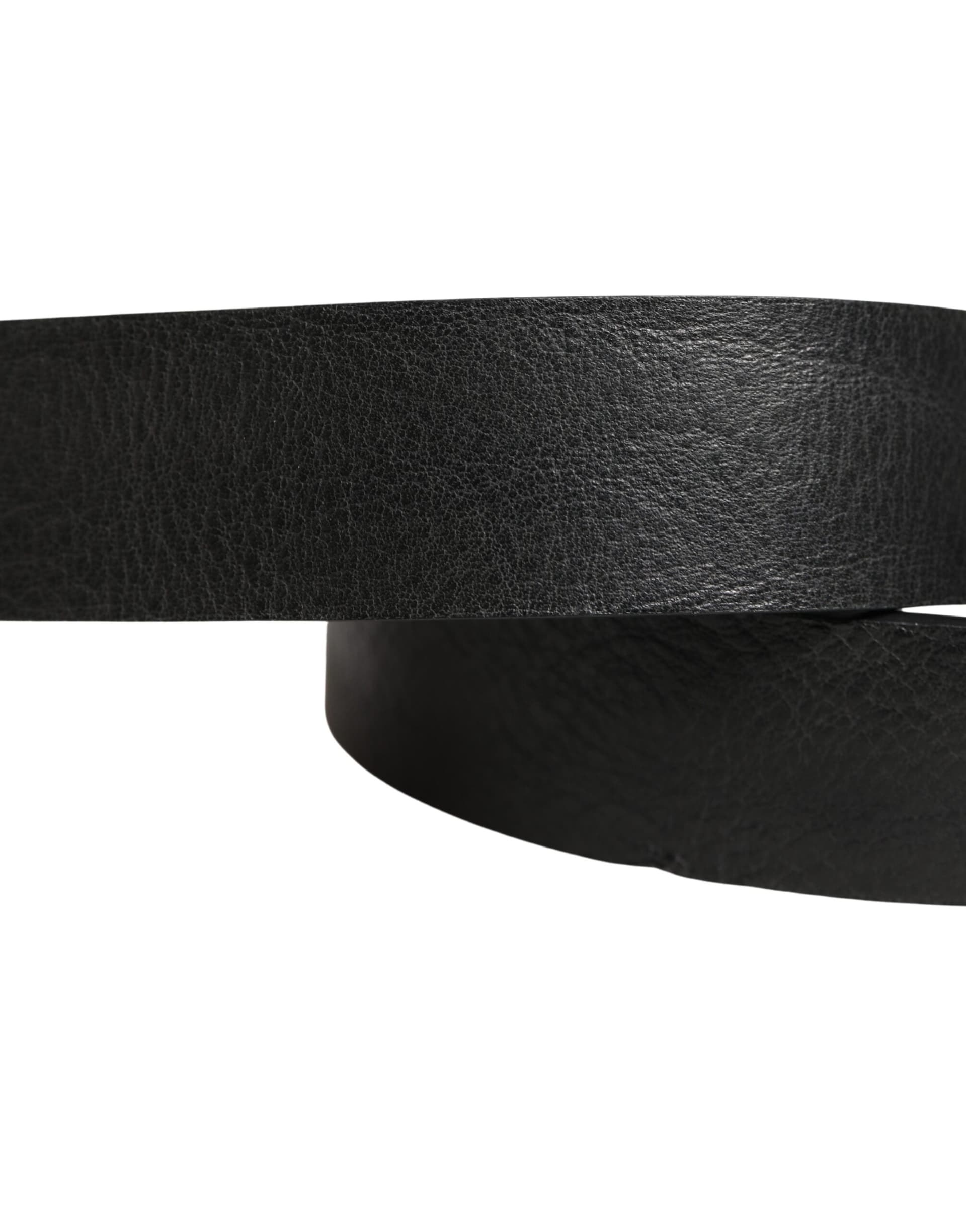 Dolce & Gabbana Black Leather Silver Chain Waist Men Belt - 6