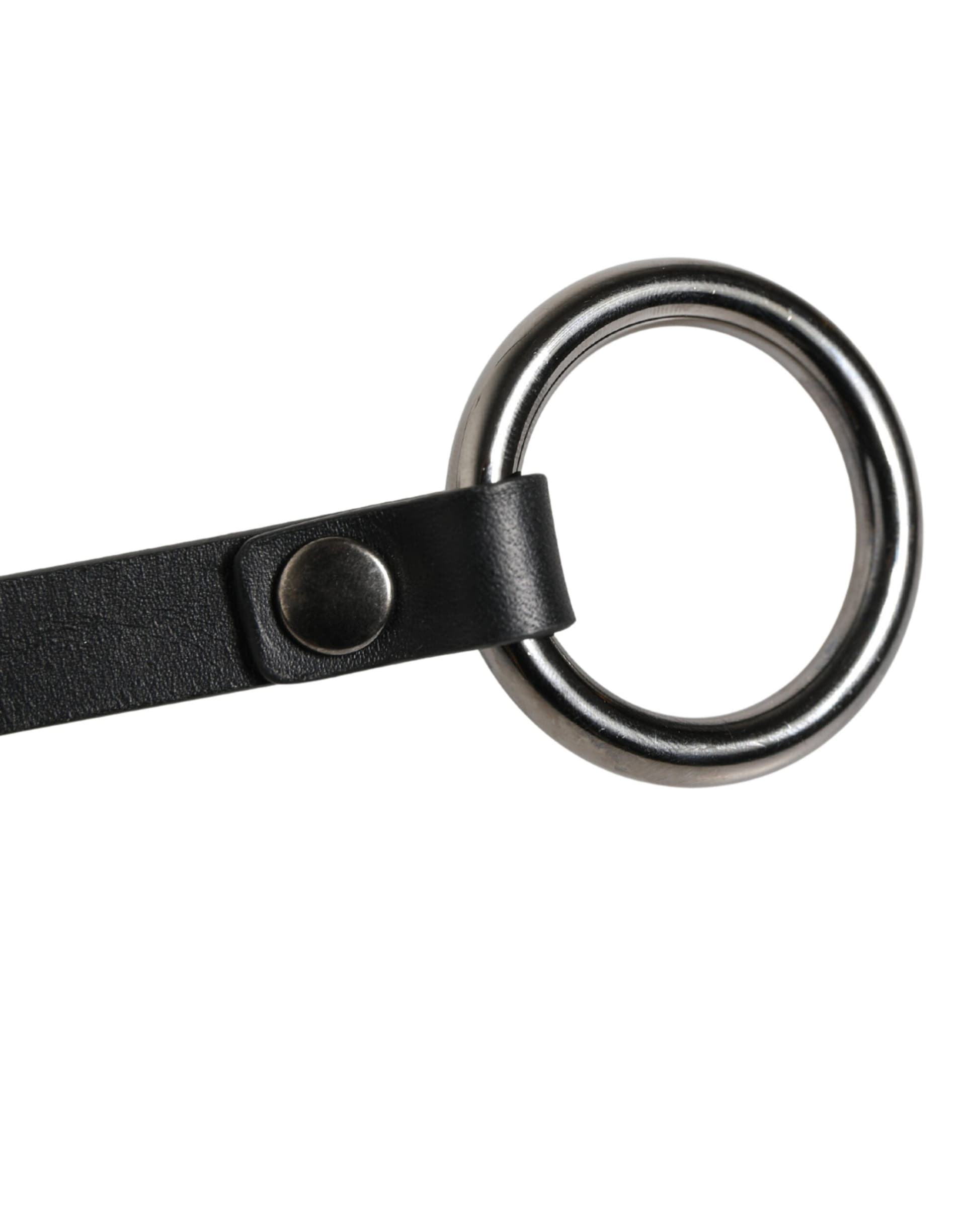 Dolce & Gabbana Black Leather Silver Chain Waist Men Belt - 7