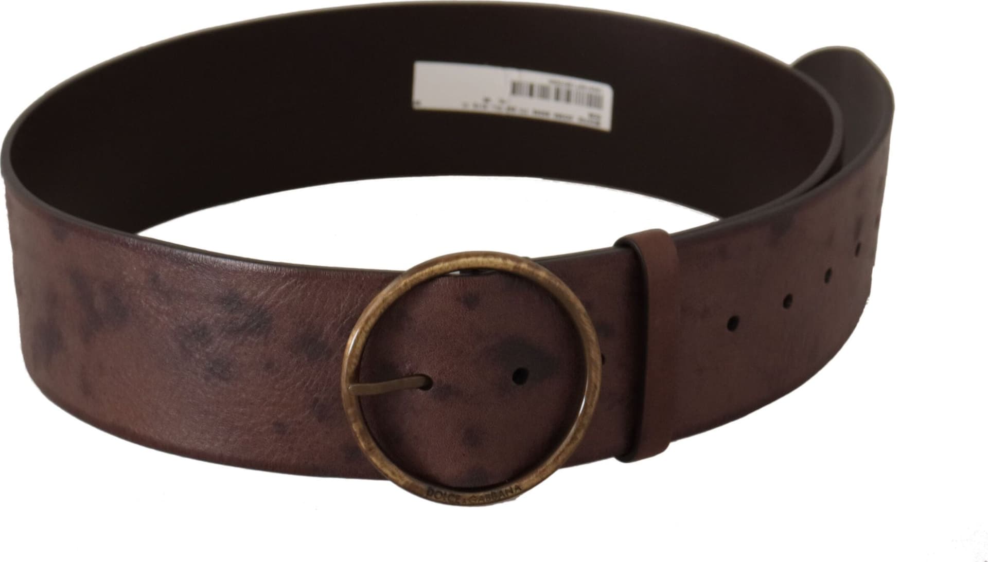 Dolce & Gabbana Dark Brown Wide Calf Leather Logo Round Buckle Belt - 3