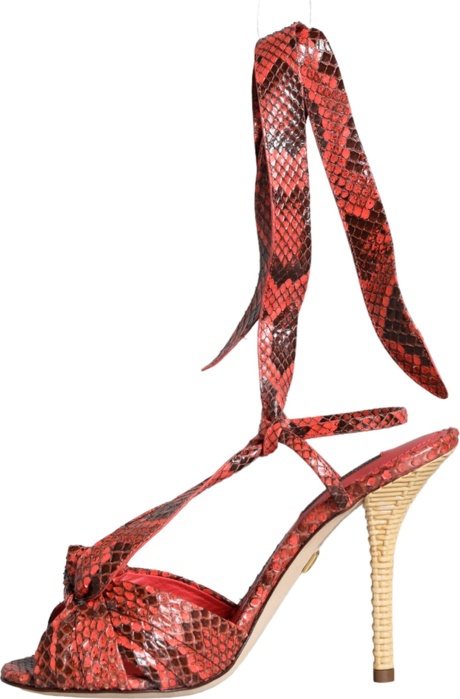 Dolce & Gabbana Coral Exotic Leather Heels Sandals Shoes - 6