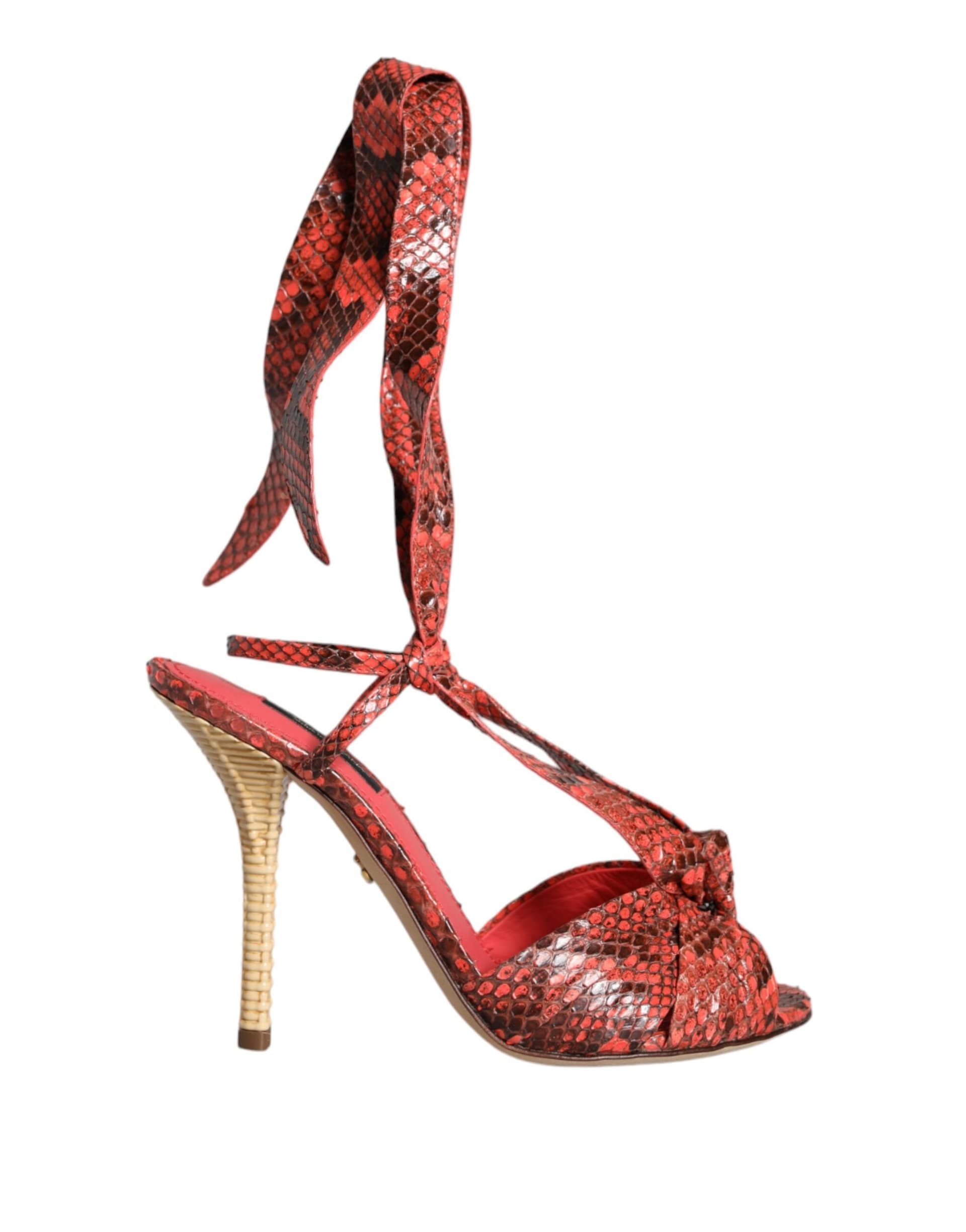 Dolce & Gabbana Coral Exotic Leather Heels Sandals Shoes - 7