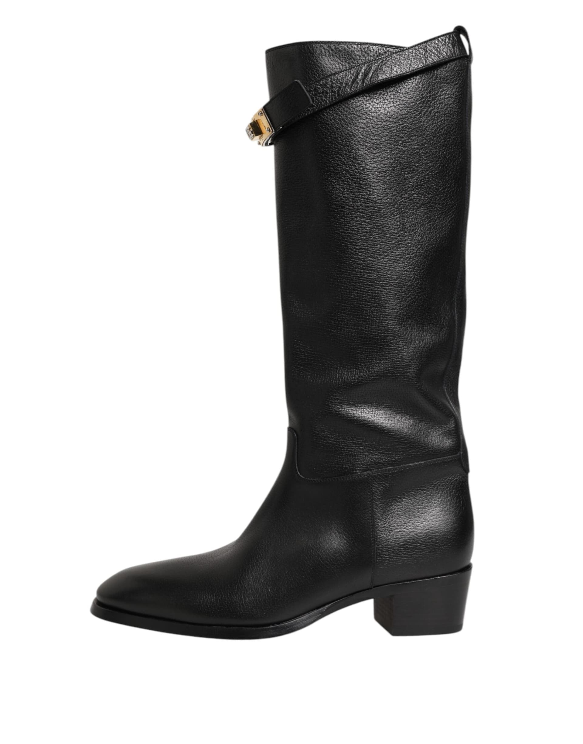 Dolce & Gabbana Black Logo Plaque Over The Calf Boots Shoes - 4