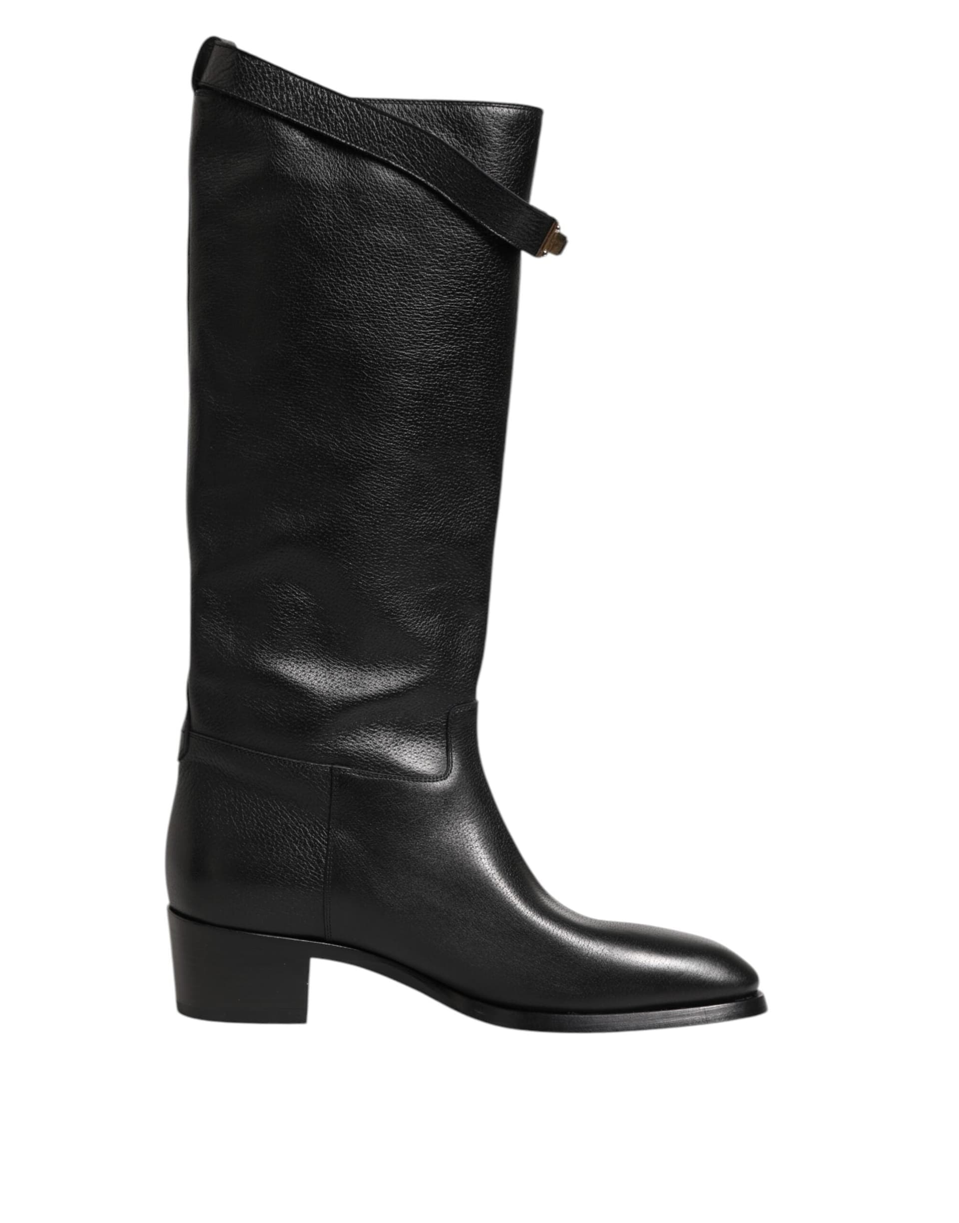 Dolce & Gabbana Black Logo Plaque Over The Calf Boots Shoes - 6