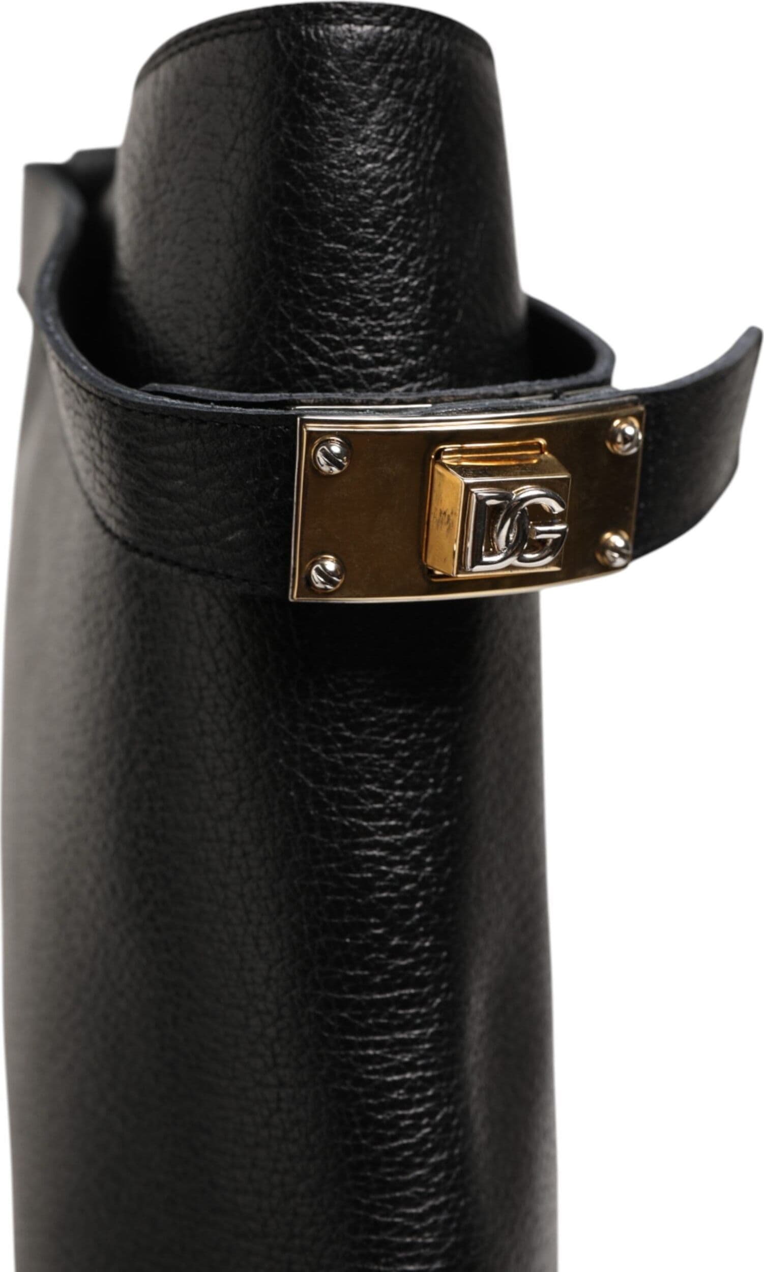 Dolce & Gabbana Black Logo Plaque Over The Calf Boots Shoes - 8