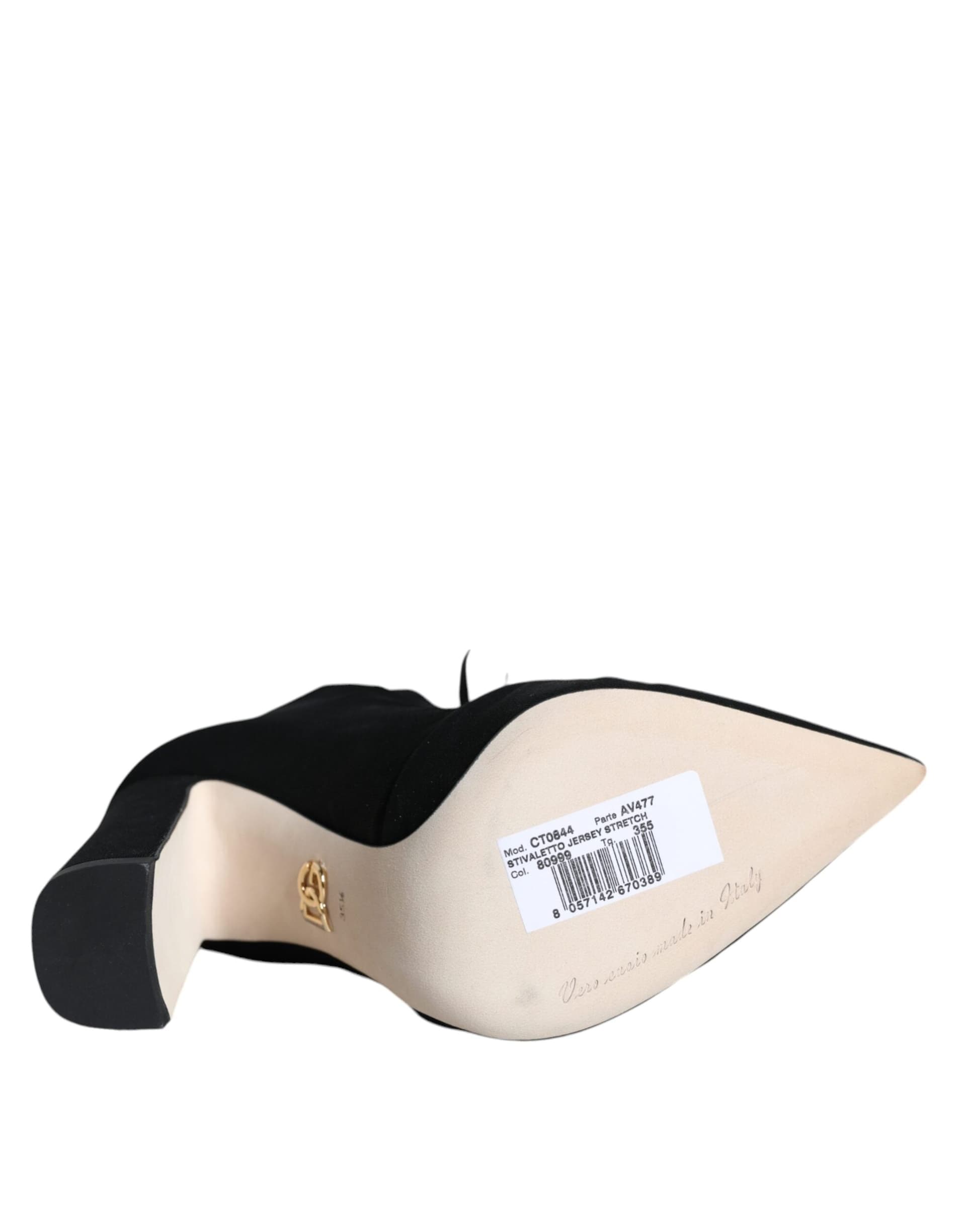 Dolce & Gabbana Black Jersey Stretch Ankle Booties Shoes - 6