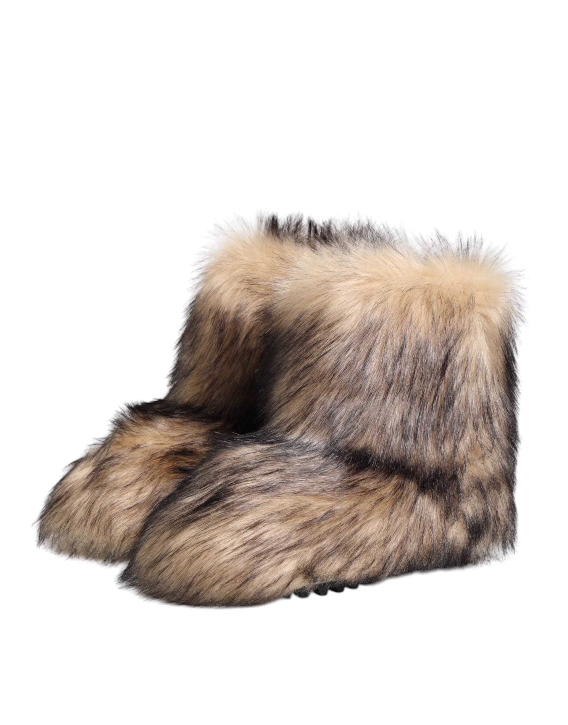 Dolce & Gabbana Brown Faux Skim Ski Fur Men Short Boots Shoes - 3