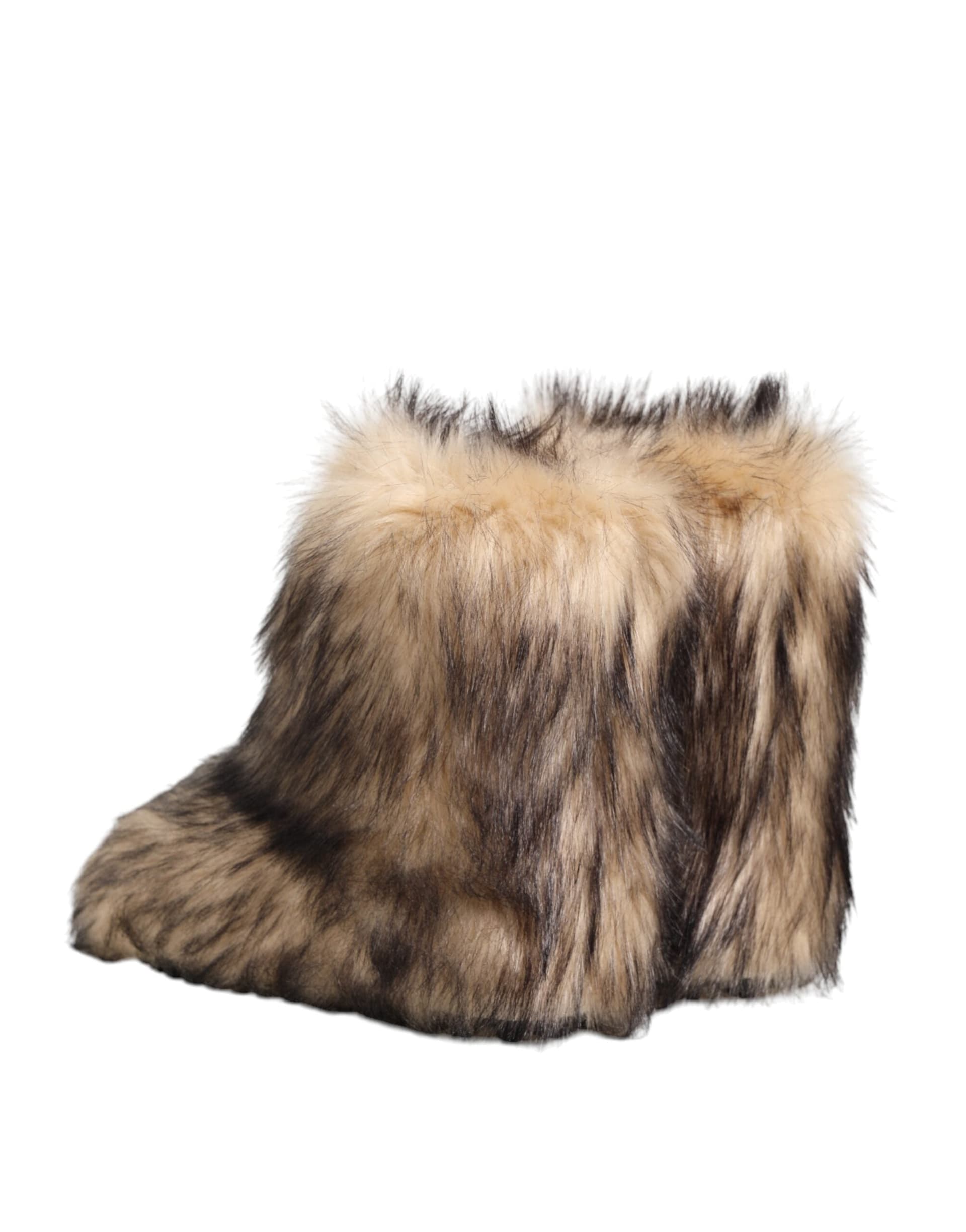 Dolce & Gabbana Brown Faux Skim Ski Fur Men Short Boots Shoes - 4