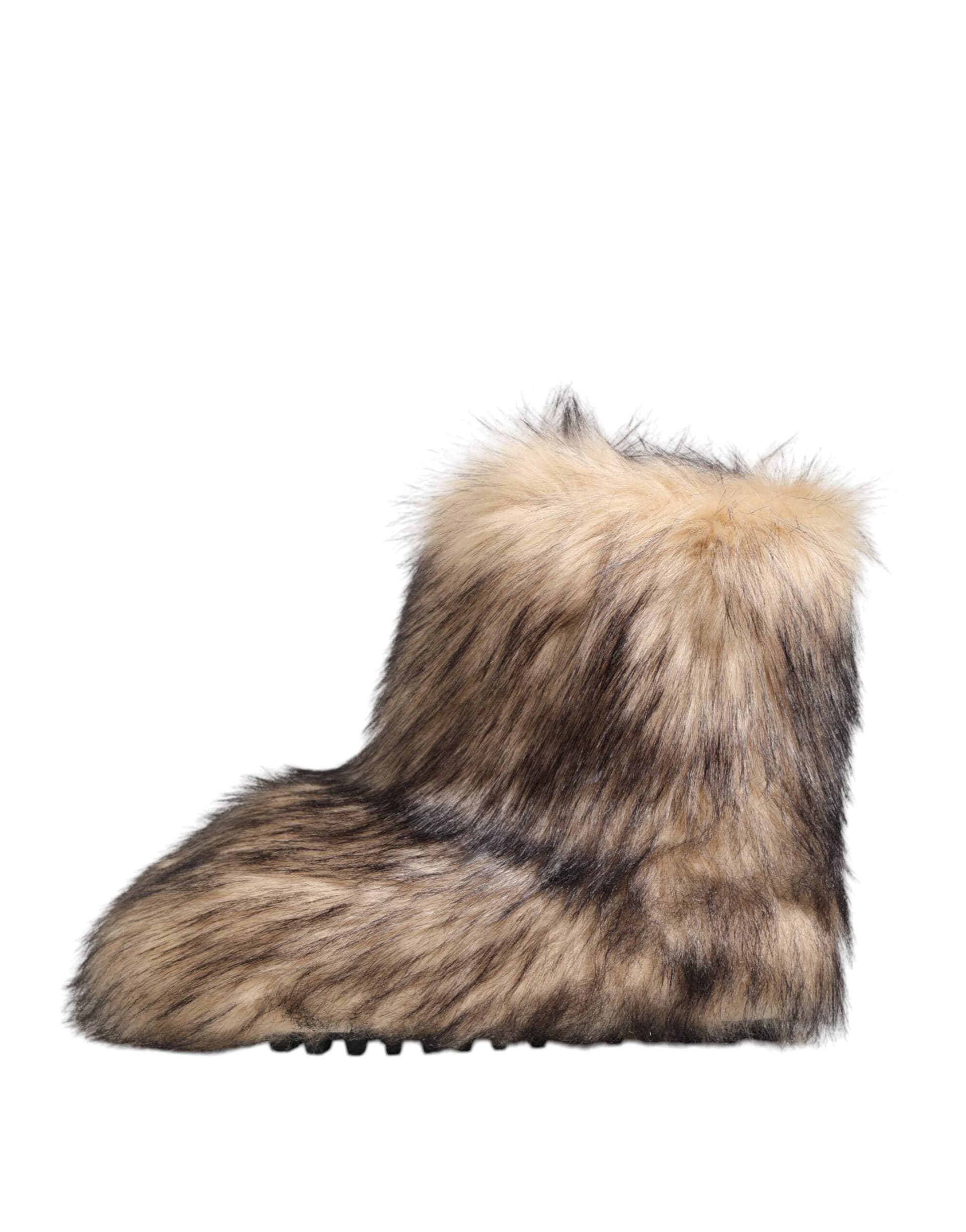 Dolce & Gabbana Brown Faux Skim Ski Fur Men Short Boots Shoes - 5