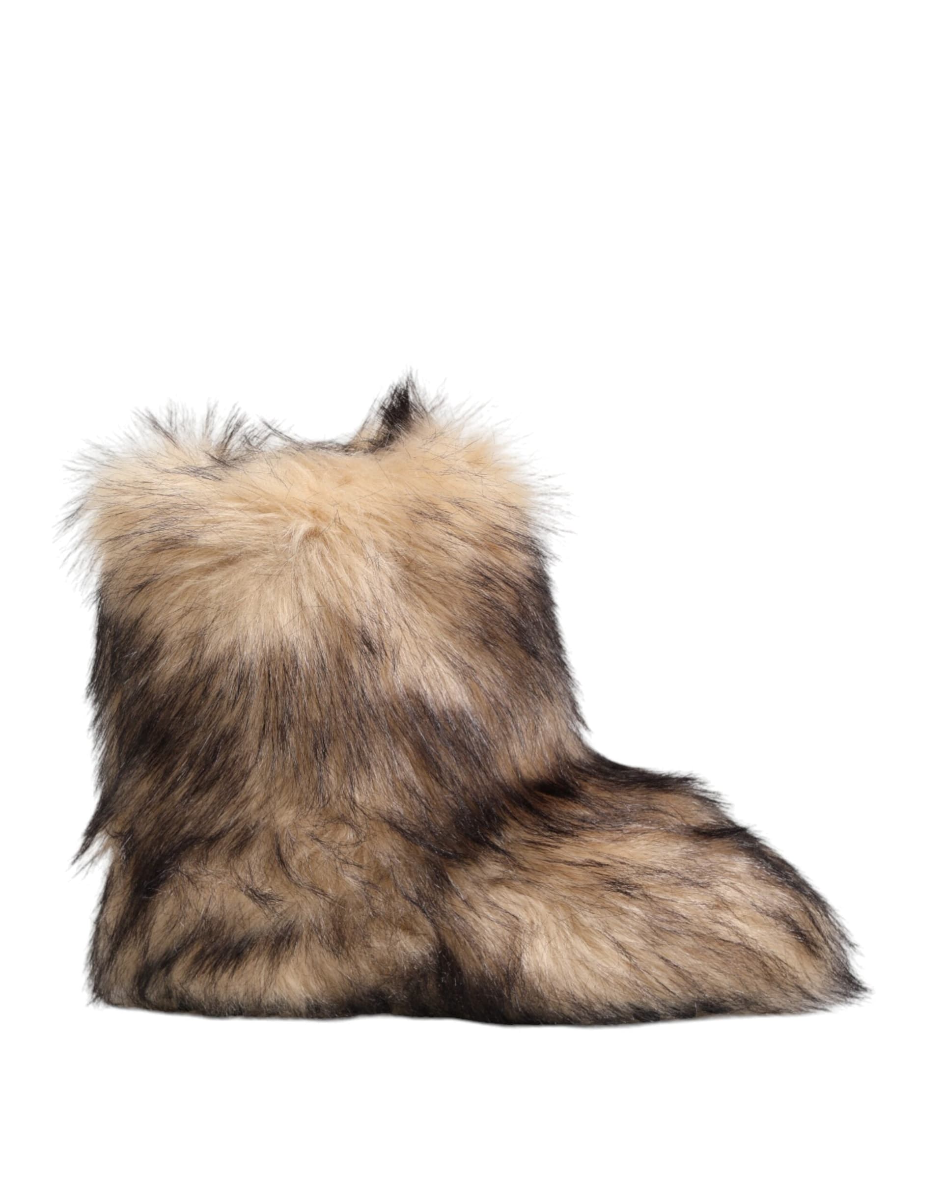 Dolce & Gabbana Brown Faux Skim Ski Fur Men Short Boots Shoes - 7