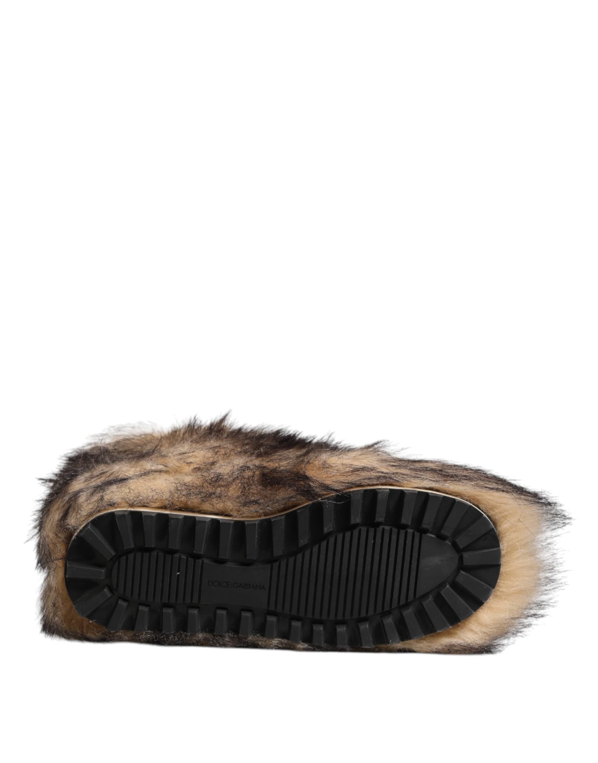 Dolce & Gabbana Brown Faux Skim Ski Fur Men Short Boots Shoes - 8