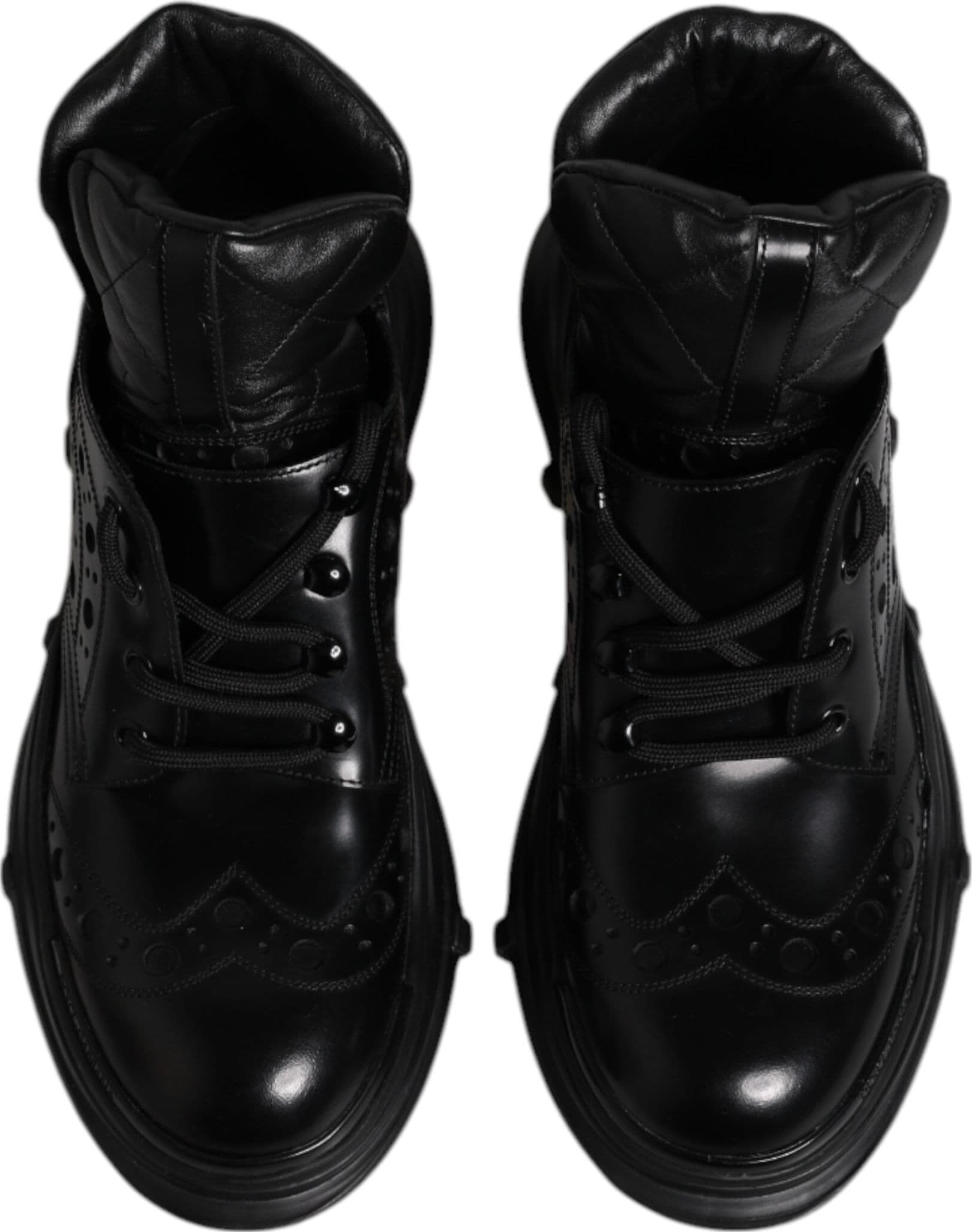 Dolce & Gabbana Black Leather Casual Mens Ankle Boots Shoes - 2