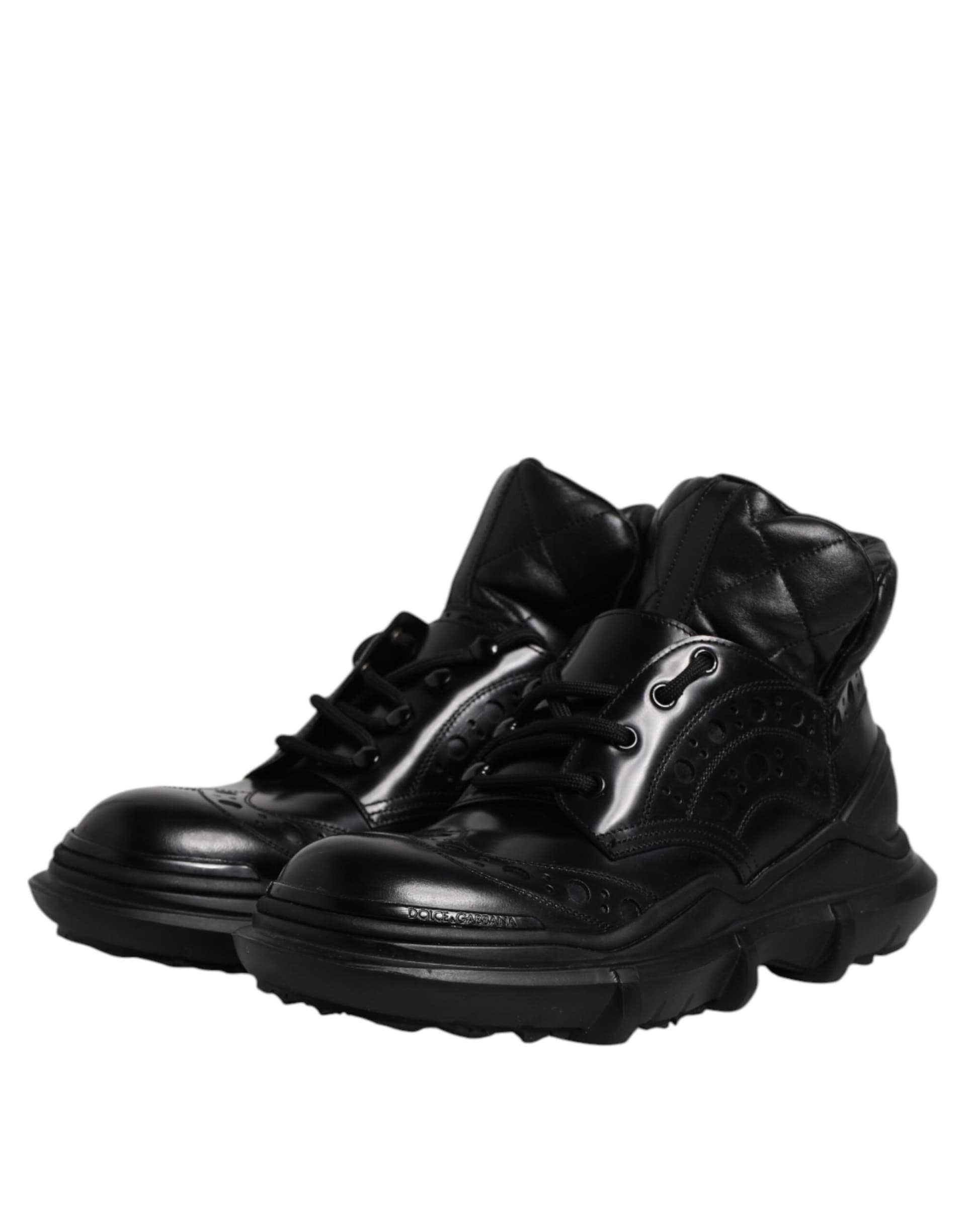 Dolce & Gabbana Black Leather Casual Mens Ankle Boots Shoes - 3