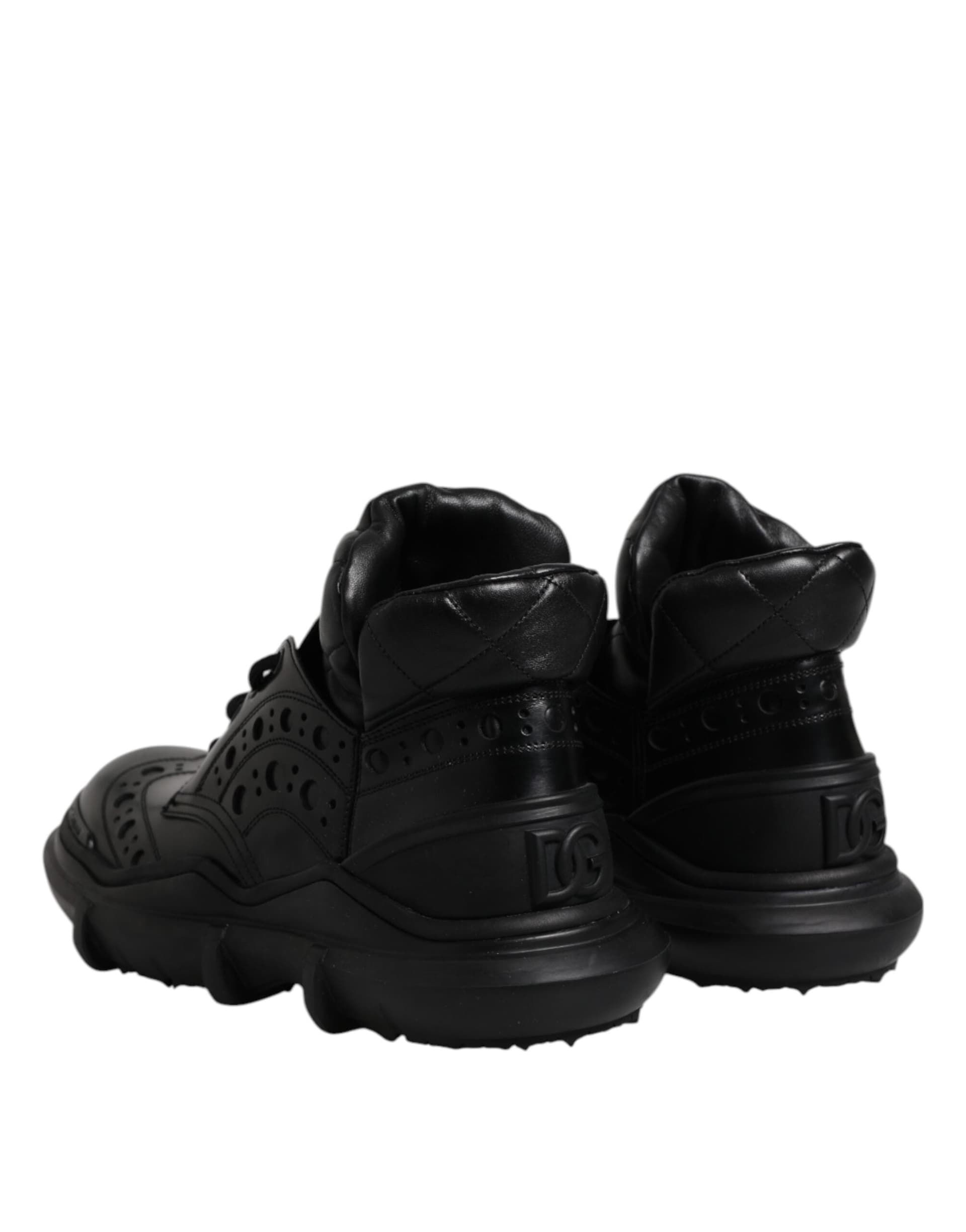 Dolce & Gabbana Black Leather Casual Mens Ankle Boots Shoes - 4