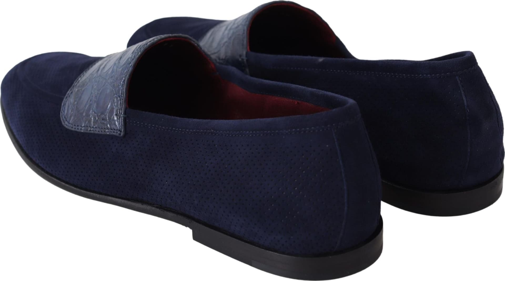 Dolce & Gabbana Blue Suede Caiman Loafers Slippers Shoes - 5