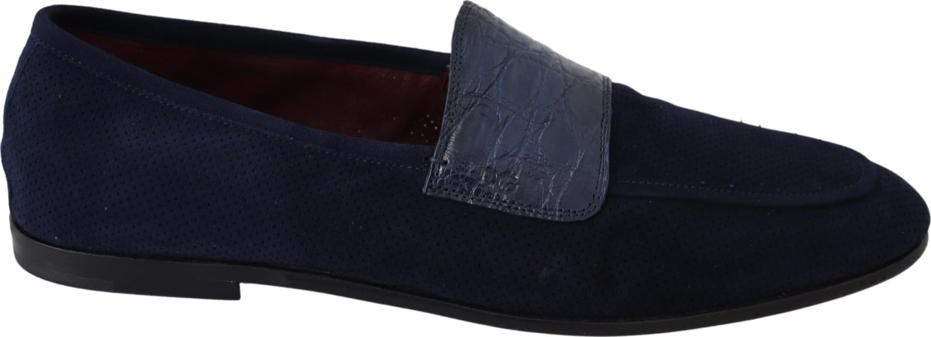 Dolce & Gabbana Blue Suede Caiman Loafers Slippers Shoes - 6