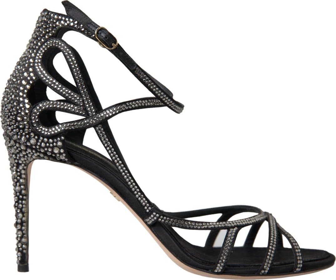 Dolce & Gabbana Rhinestone Stiletto Sandal Satin Shoes - 2