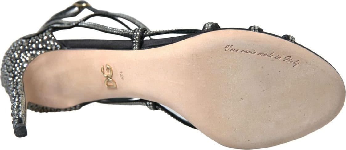 Dolce & Gabbana Rhinestone Stiletto Sandal Satin Shoes - 3