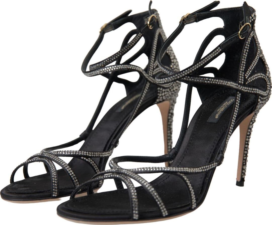Dolce & Gabbana Rhinestone Stiletto Sandal Satin Shoes - 6
