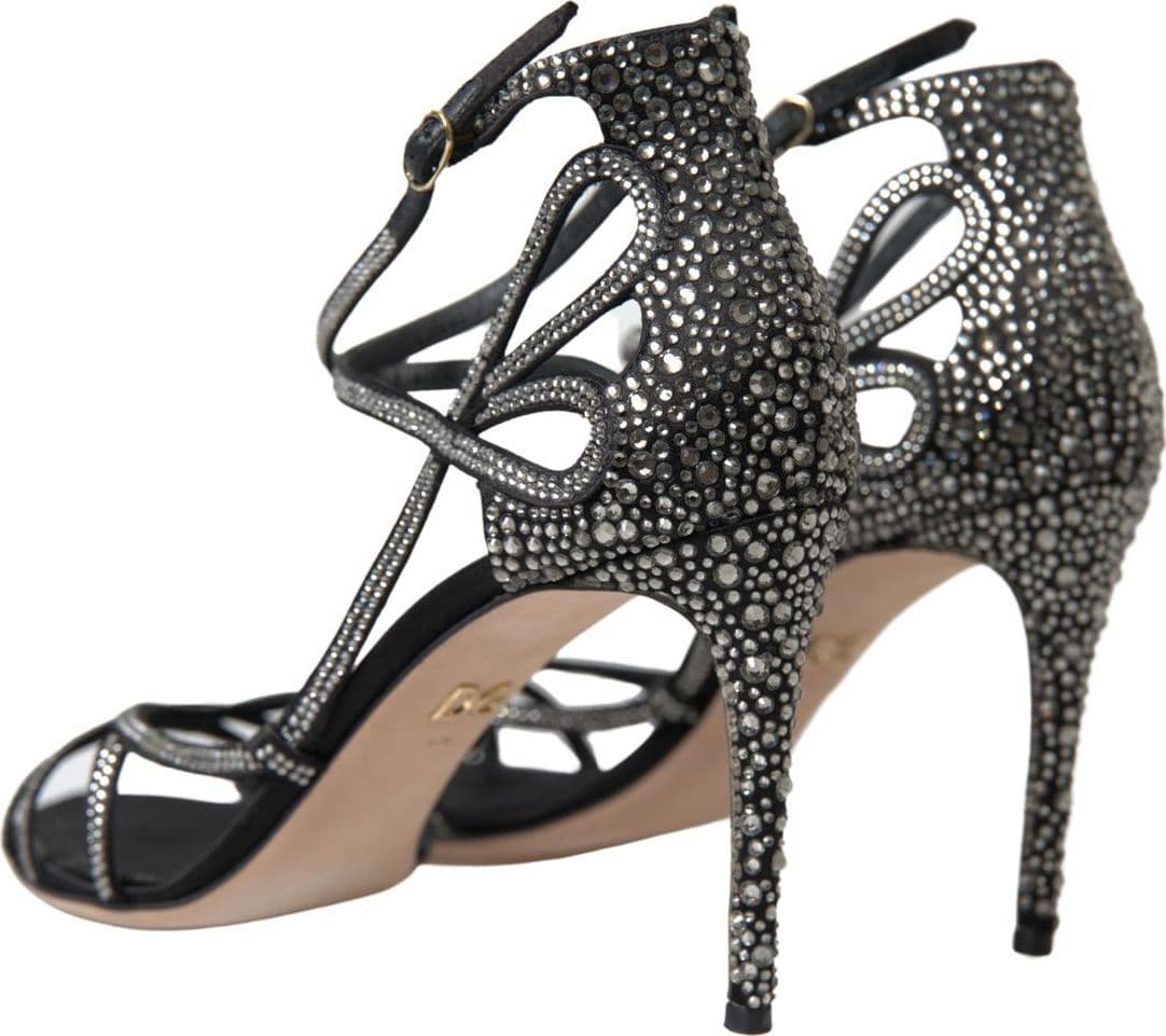 Dolce & Gabbana Rhinestone Stiletto Sandal Satin Shoes - 7