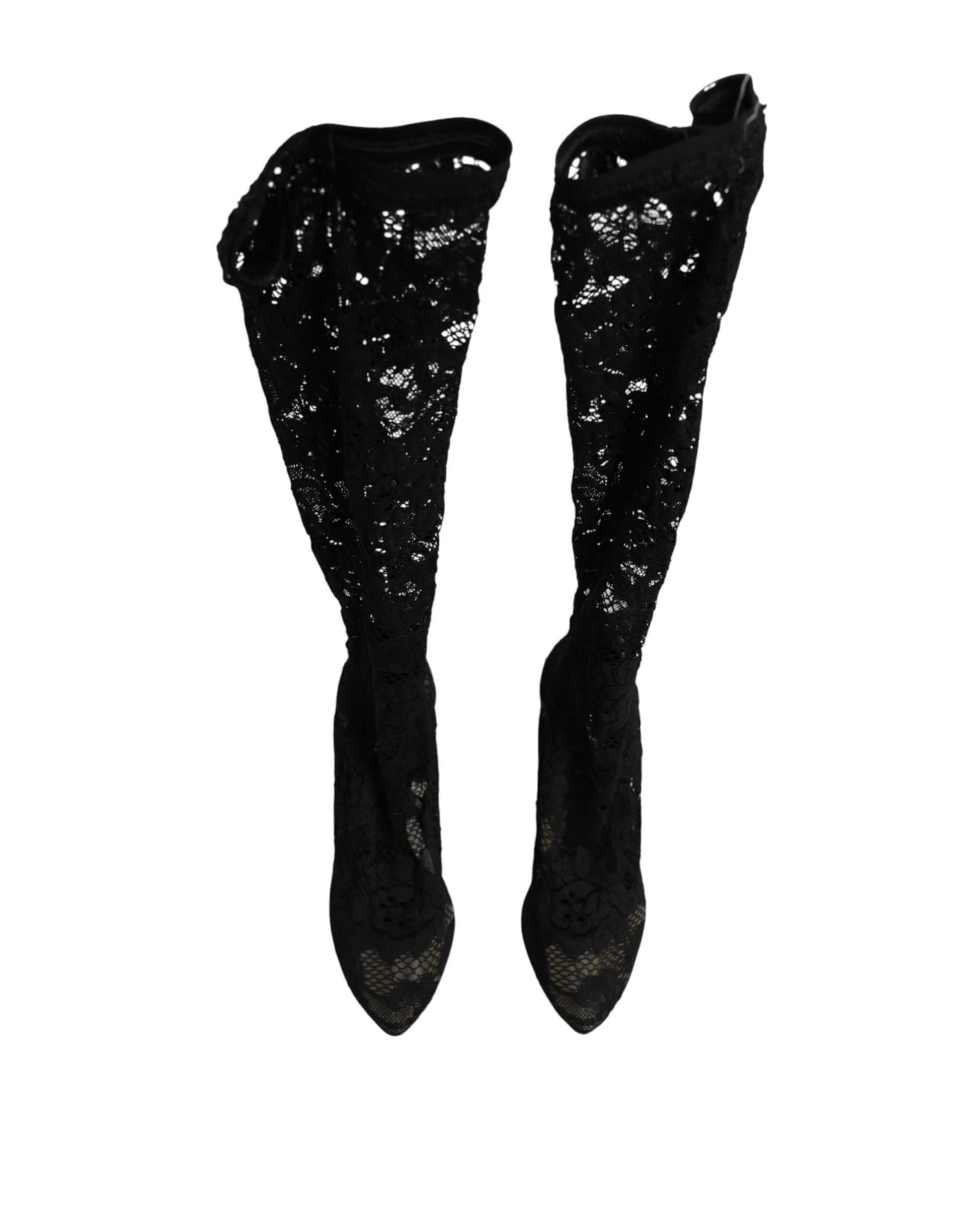 Dolce & Gabbana Black Pumps Taormina Lace Socks Boots Shoes - 2