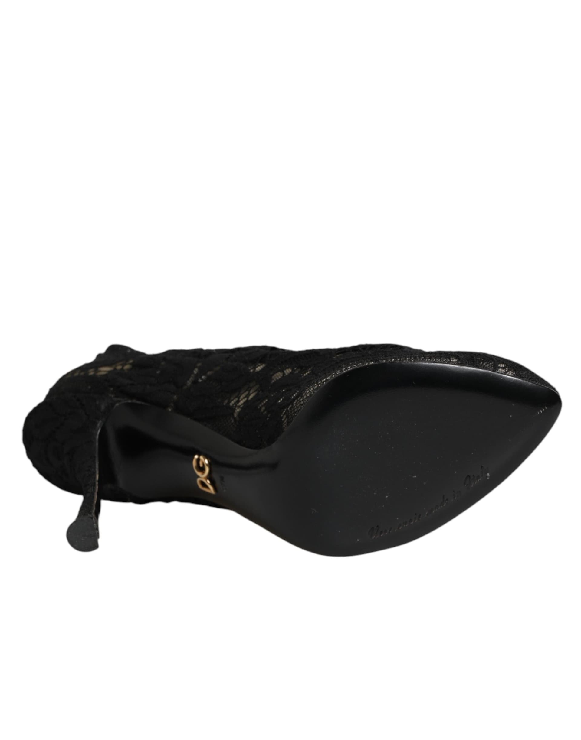 Dolce & Gabbana Black Pumps Taormina Lace Socks Boots Shoes - 8