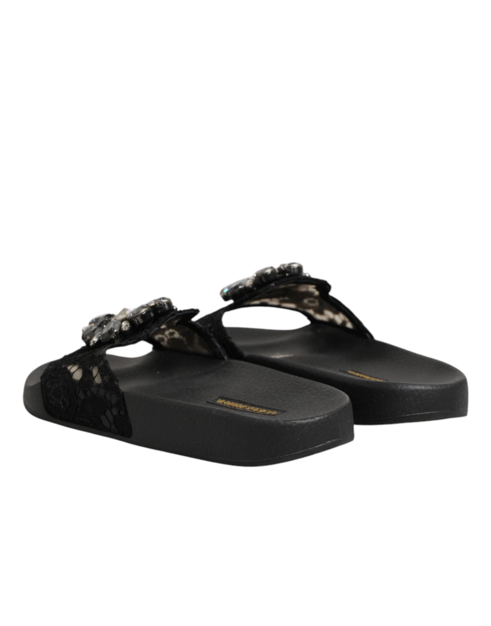 Dolce & Gabbana Black Devotion Matelassé Leather Slides Shoes - 4