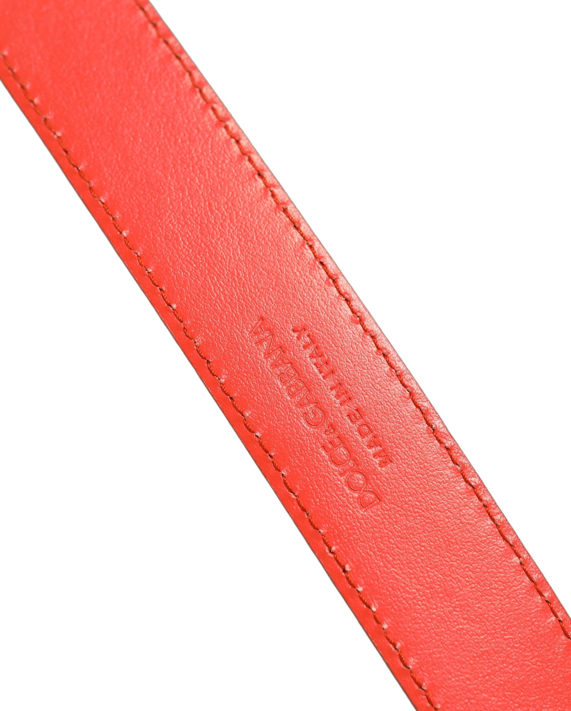 Dolce & Gabbana Red Leather Silver Metal Buckle Cintura Belt - 2