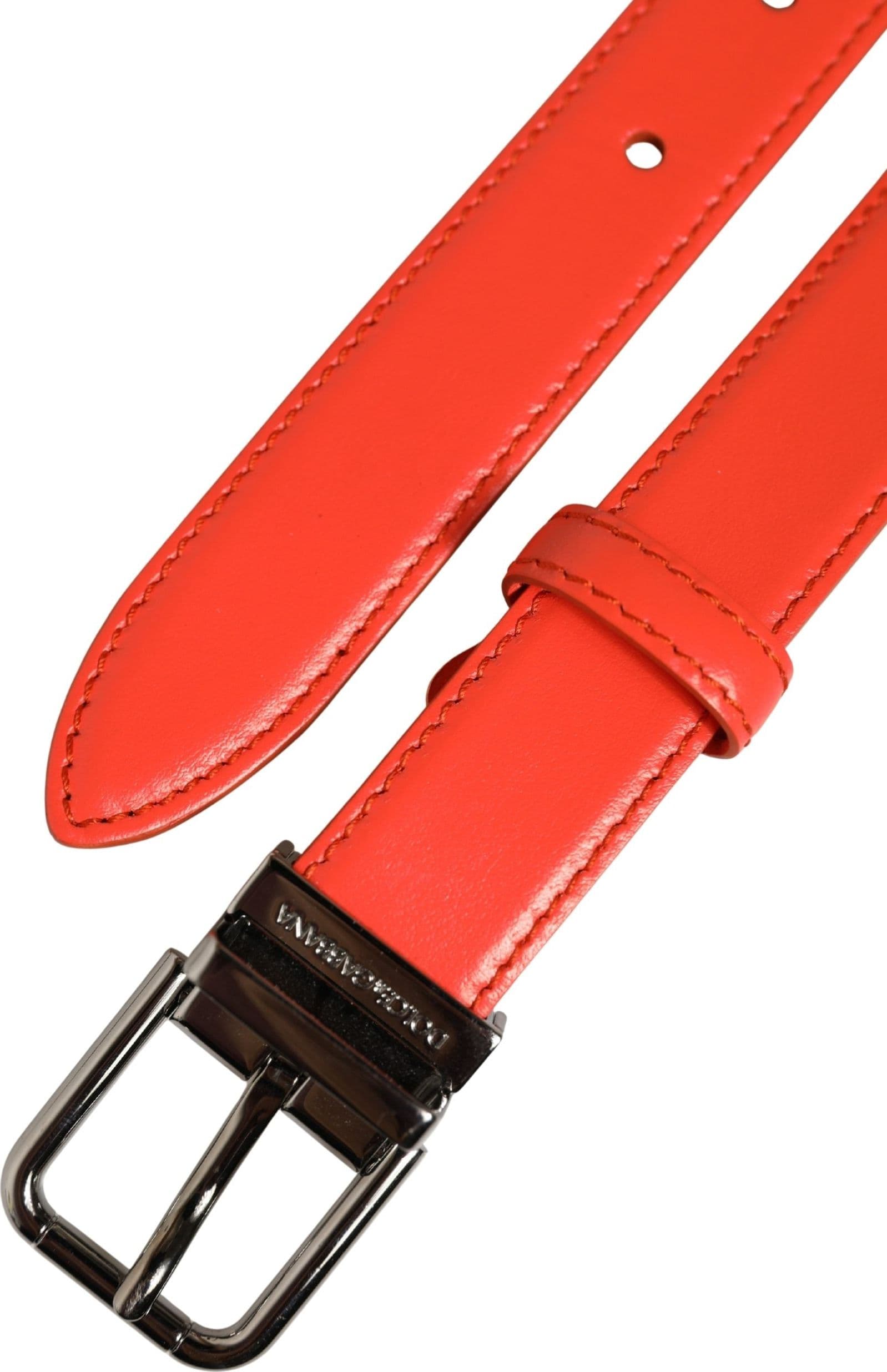 Dolce & Gabbana Red Leather Silver Metal Buckle Cintura Belt - 4