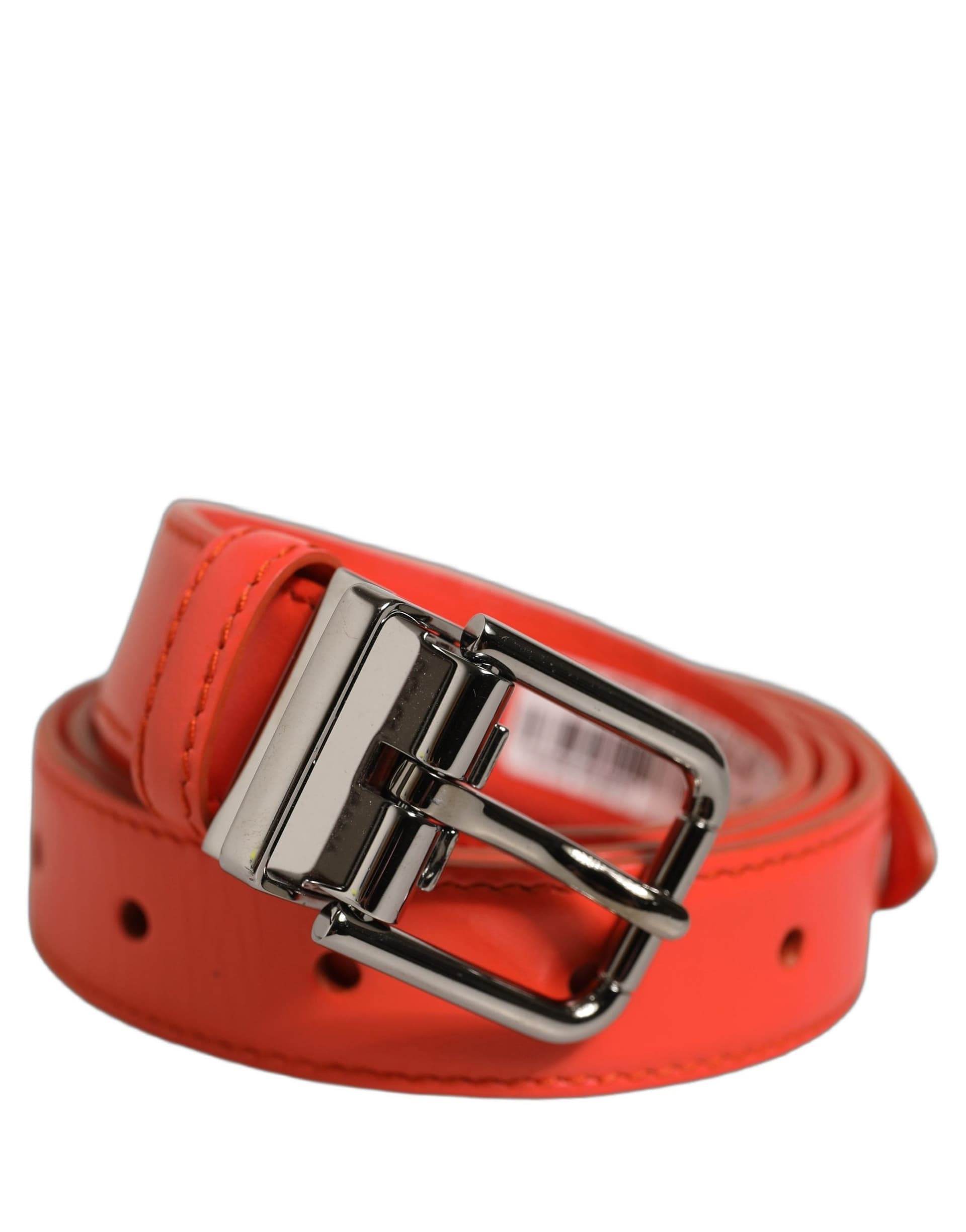 Dolce & Gabbana Red Leather Silver Metal Buckle Cintura Belt - 5