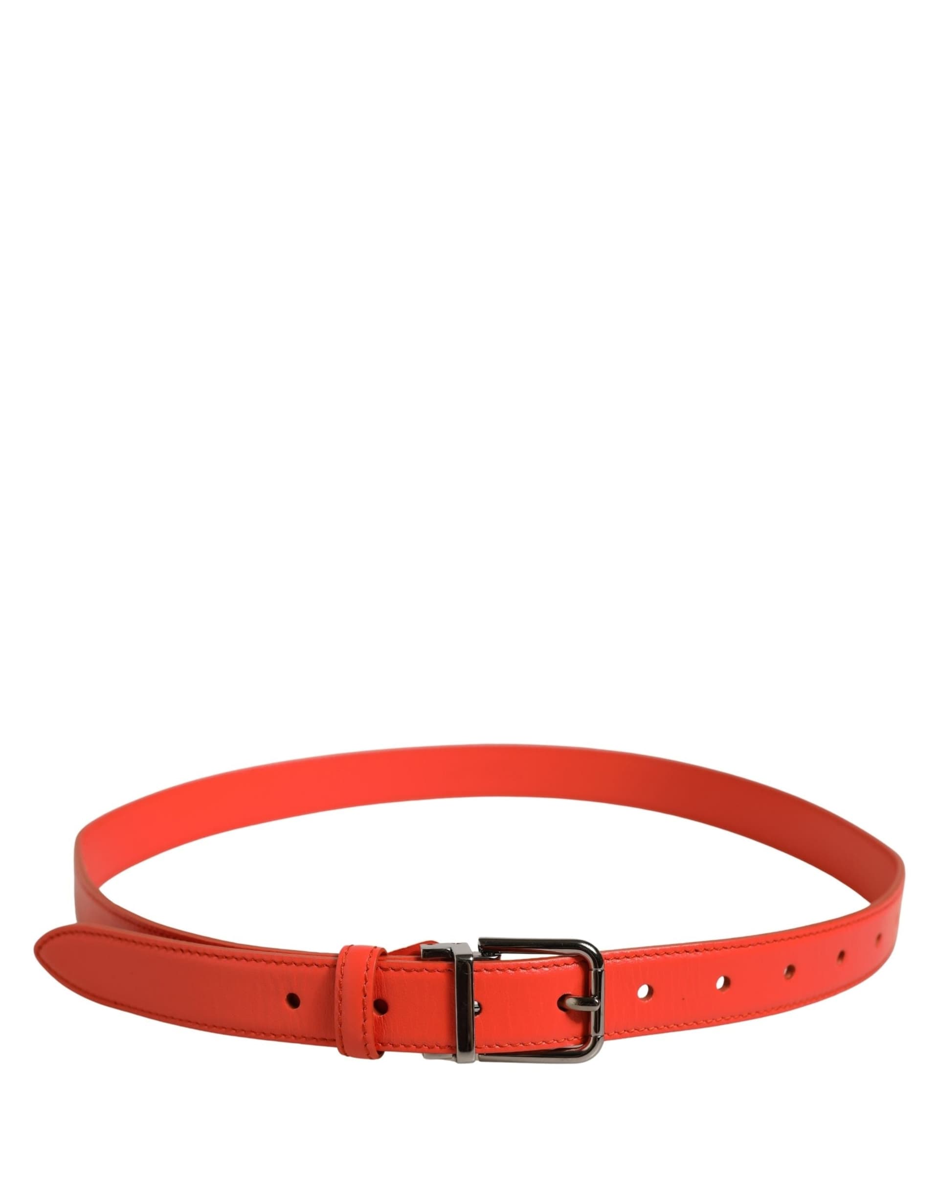 Dolce & Gabbana Red Leather Silver Metal Buckle Cintura Belt - 7