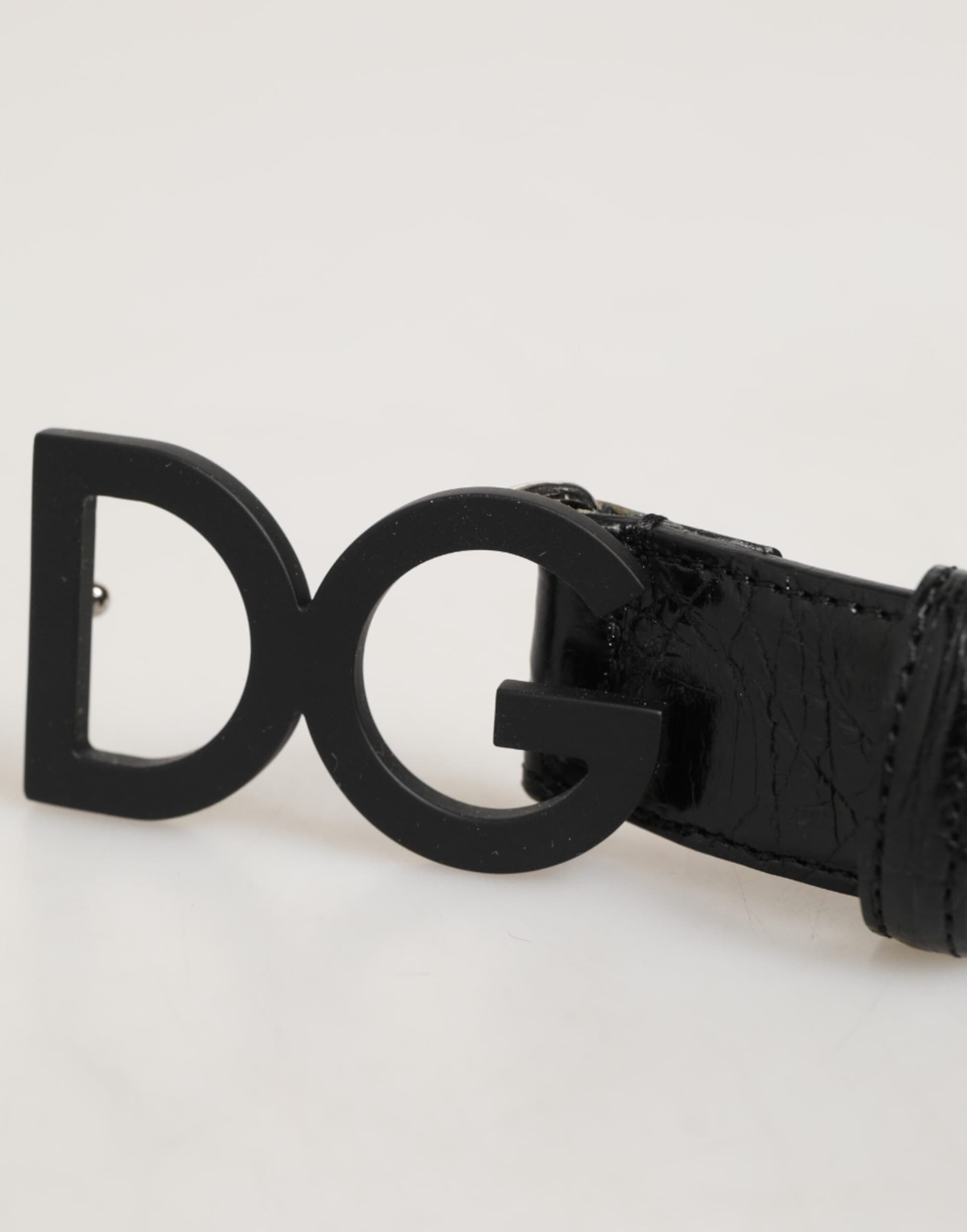 Dolce & Gabbana Black Exotic Leather Metal Logo Buckle Belt - 3