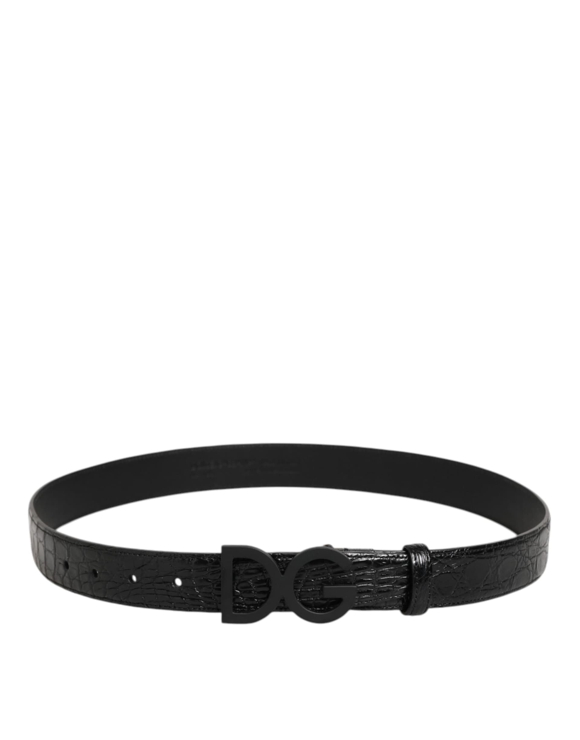 Dolce & Gabbana Black Exotic Leather Metal Logo Buckle Belt - 5