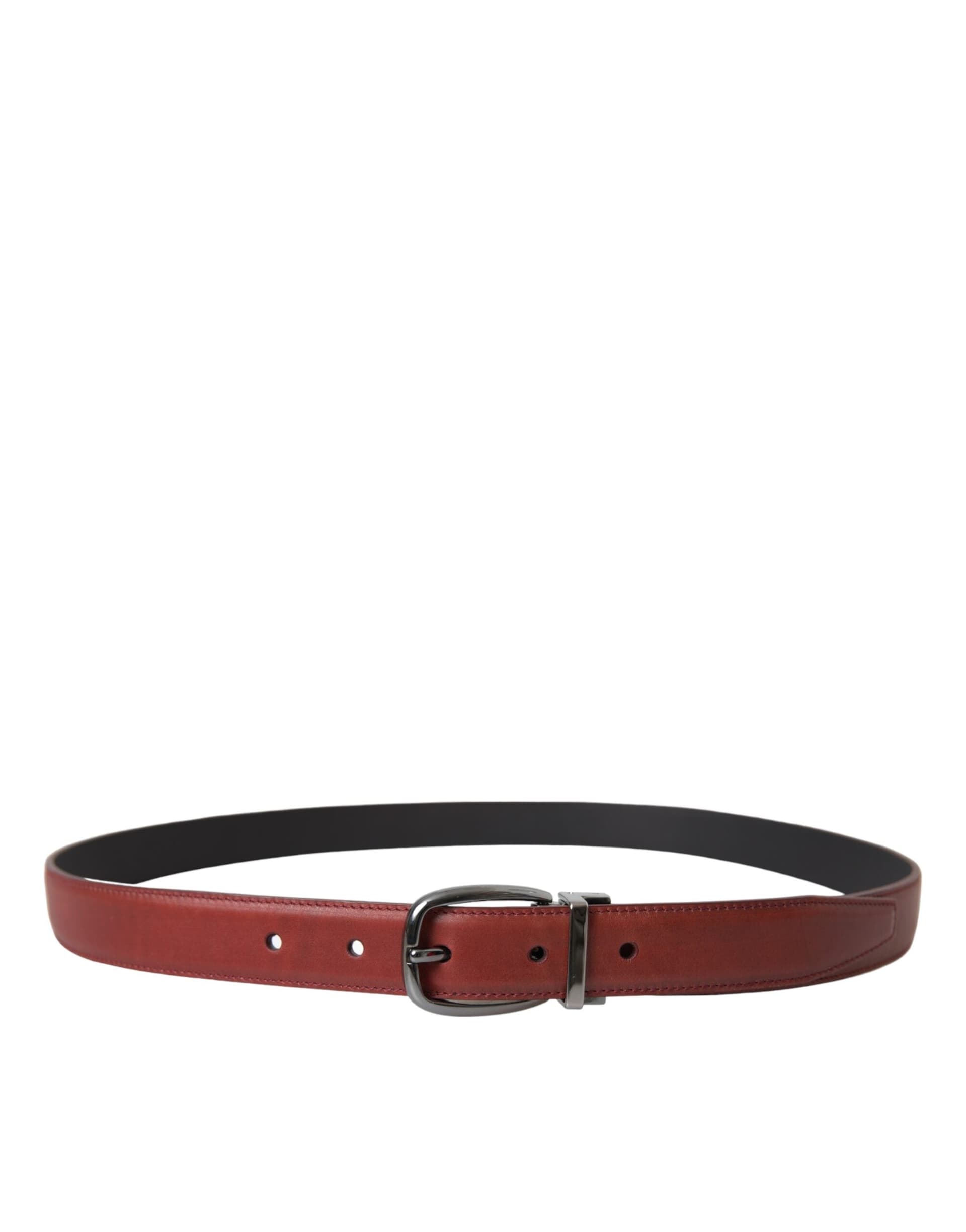 Dolce & Gabbana Brown Leather Silver Metal Buckle Belt Men - 2