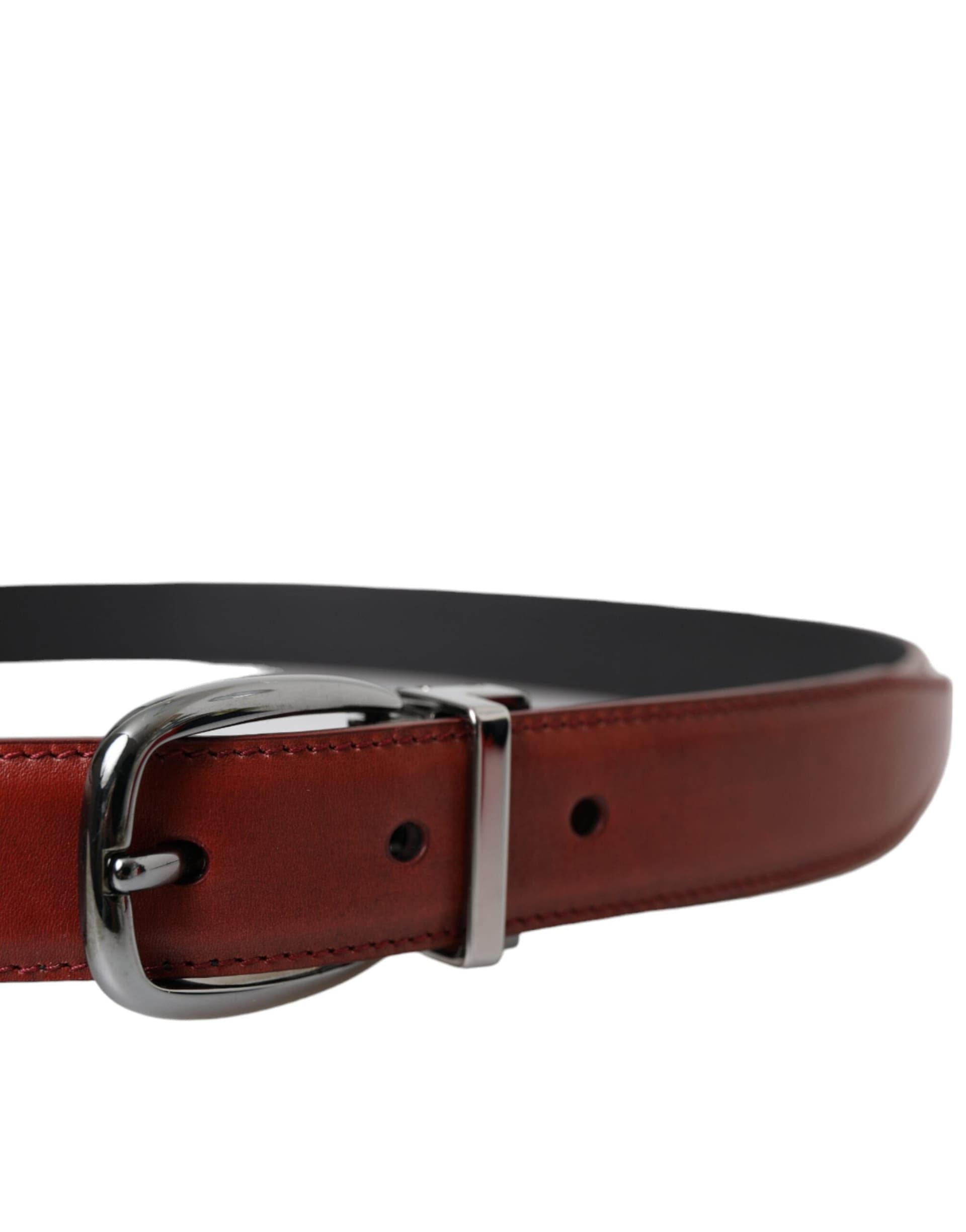 Dolce & Gabbana Brown Leather Silver Metal Buckle Belt Men - 3