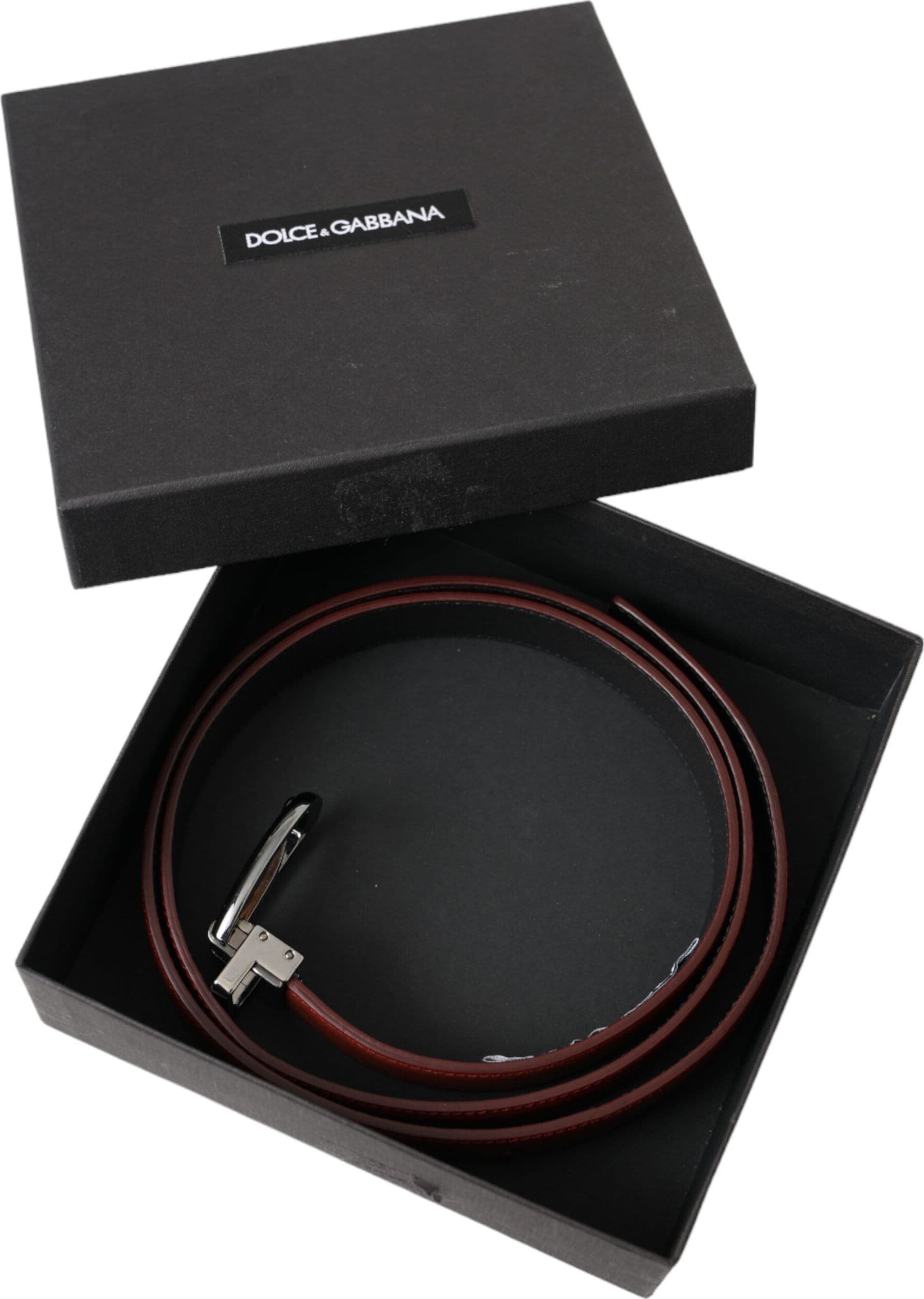 Dolce & Gabbana Brown Leather Silver Metal Buckle Belt Men - 6