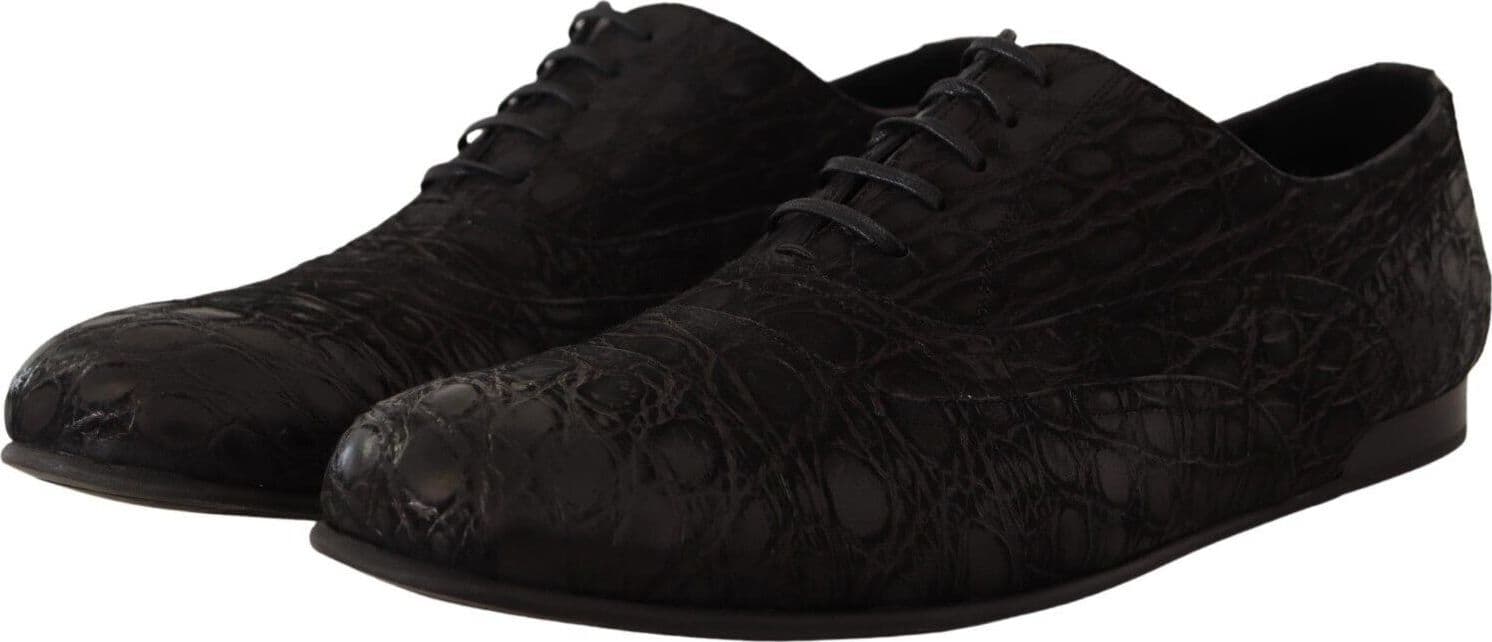 Dolce & Gabbana Black Caiman Leather Mens Oxford Shoes - 3